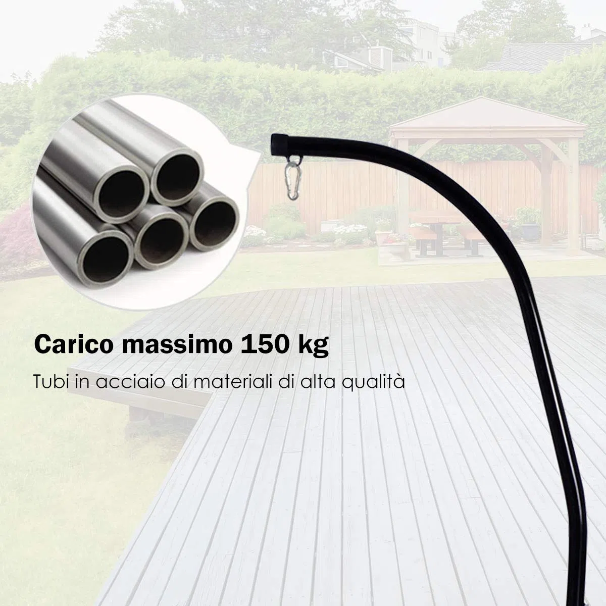 GOPLUS Sostegno per Sedia Sospesa 205cm Acciaio Carico 150kg Nero