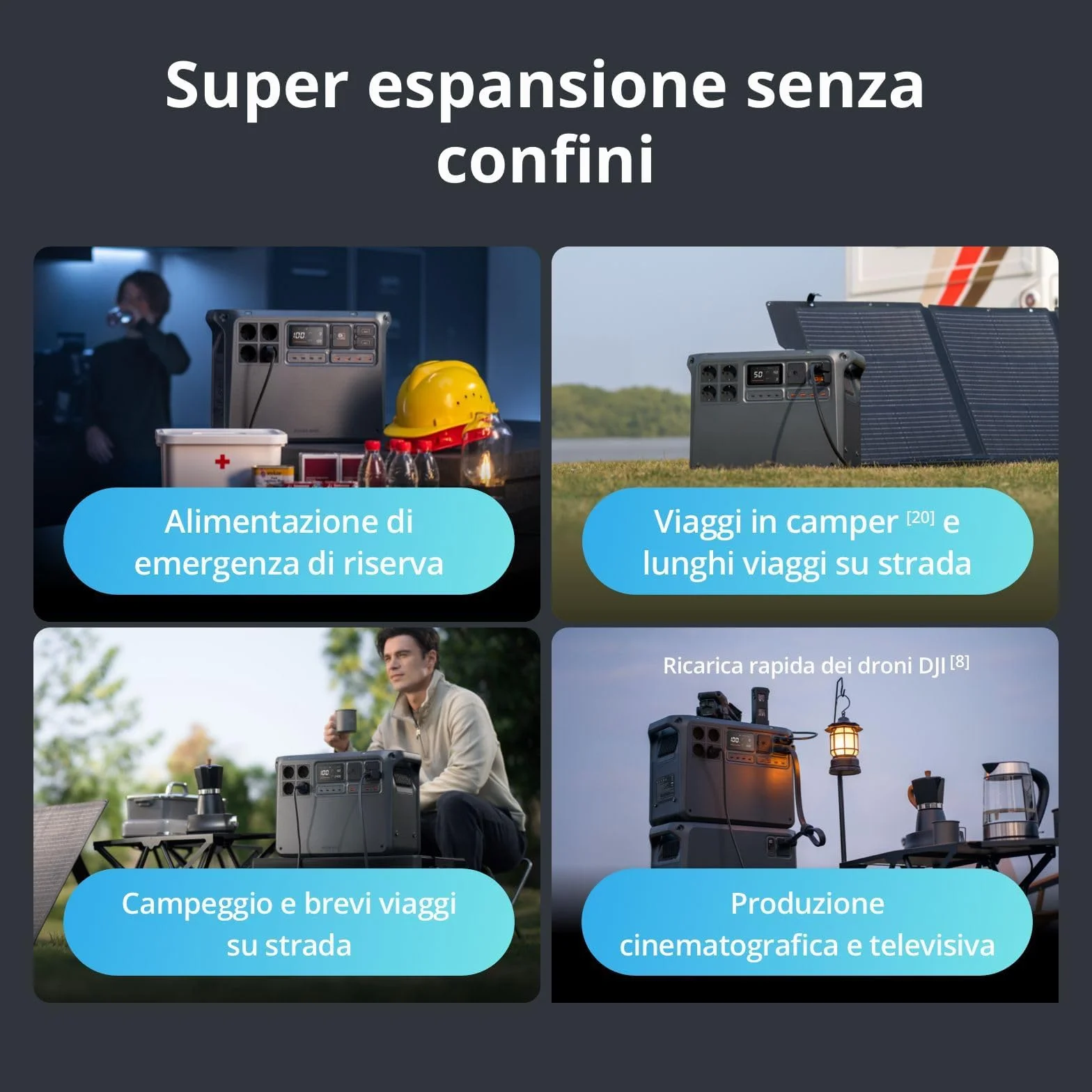 DJI Power 2000 stazione di alimentazione 2048 Wh 3000 W generatore elettrico