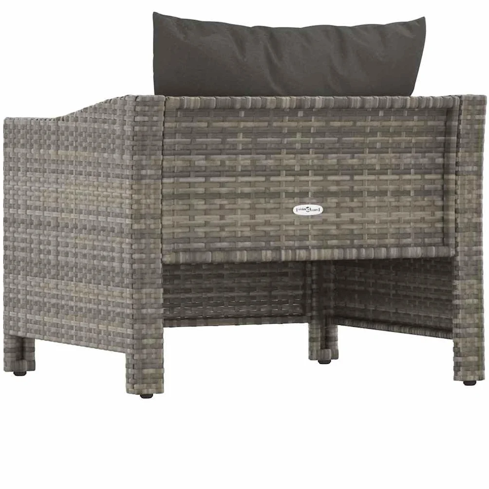 vidaXL Poltrona da Giardino con Cuscino Grigio in Polyrattan