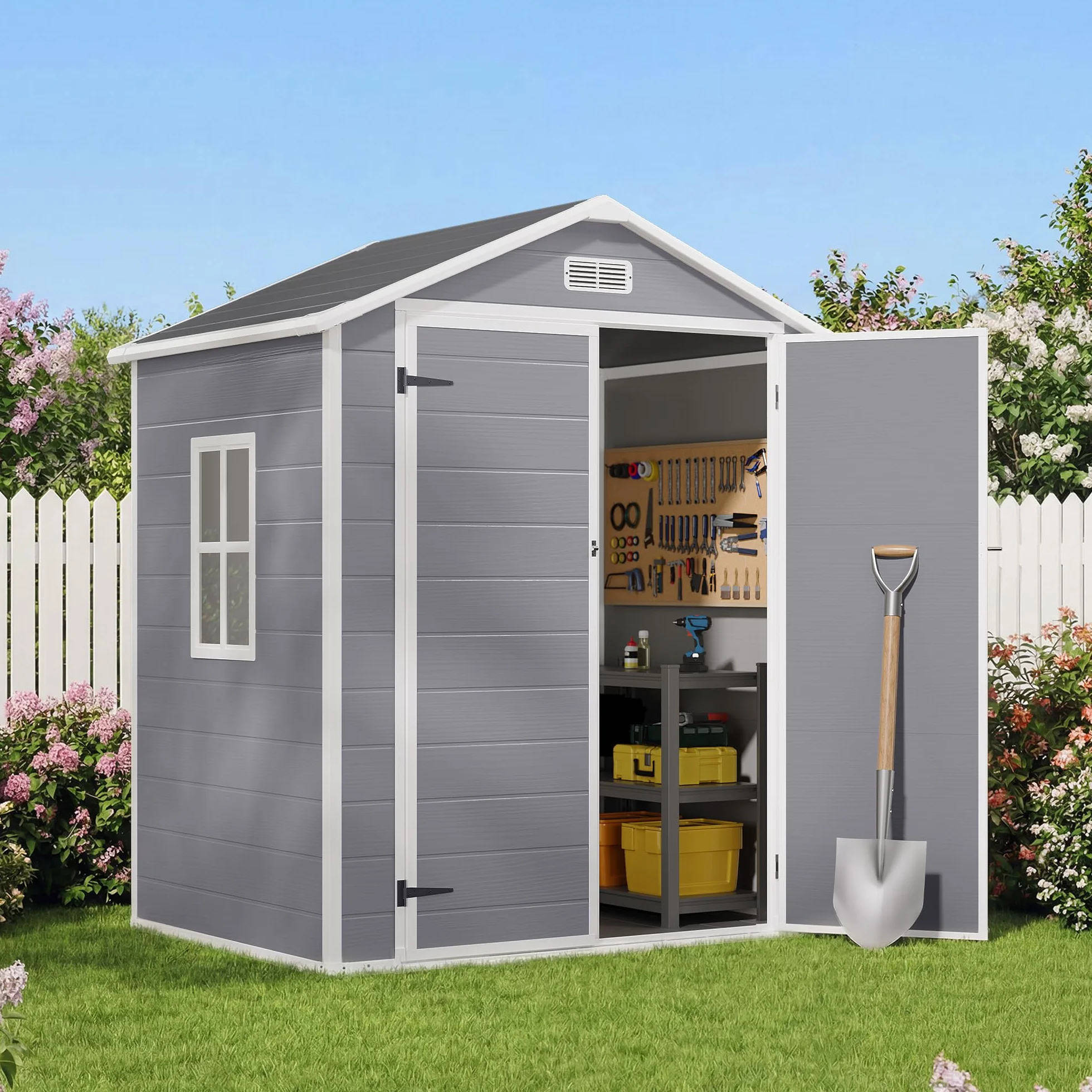 Xbro Casetta da Giardino Grande 171x124x210 cm Capanno Attrezzi Resina HDPE Impermeabile Grigio