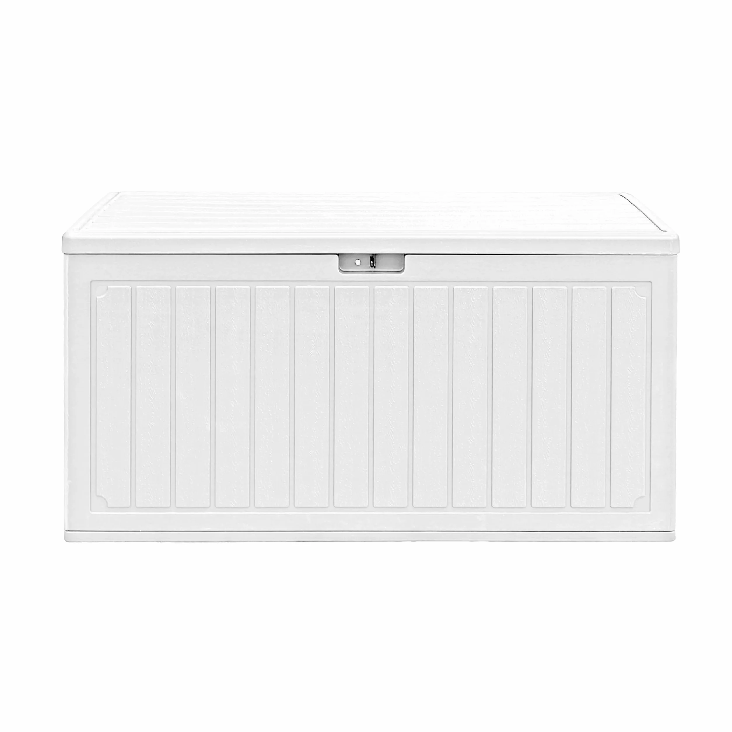 Baule da Esterno Impermeabile in Resina Cassapanca Contenitore XXL con Pistoni Bianco 113x58x58 cm