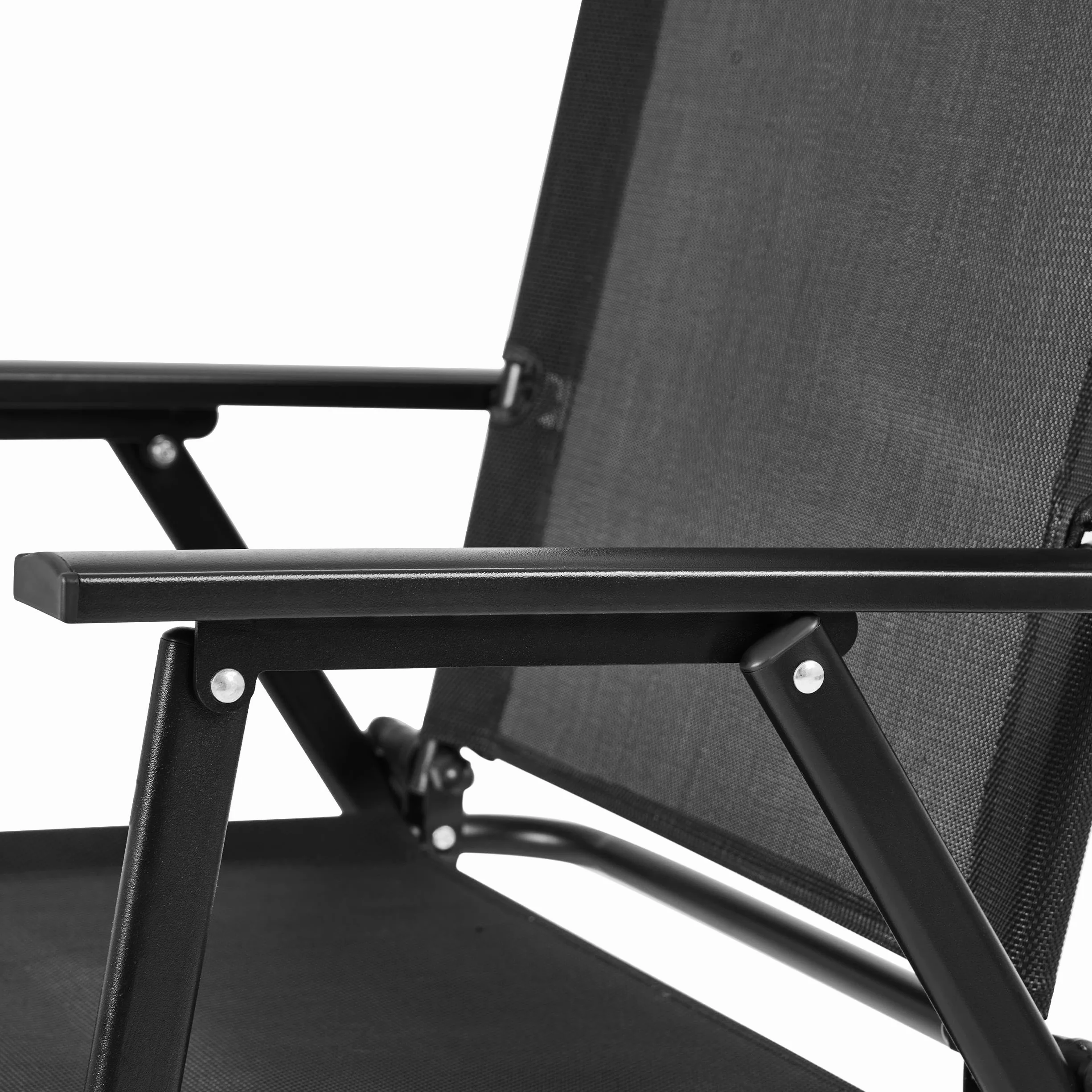 Yaheetech Set 2 Sedie da Giardino Pieghevoli con Braccioli Telaio in Metallo Seduta in Tessuto Portata 100 kg Nero