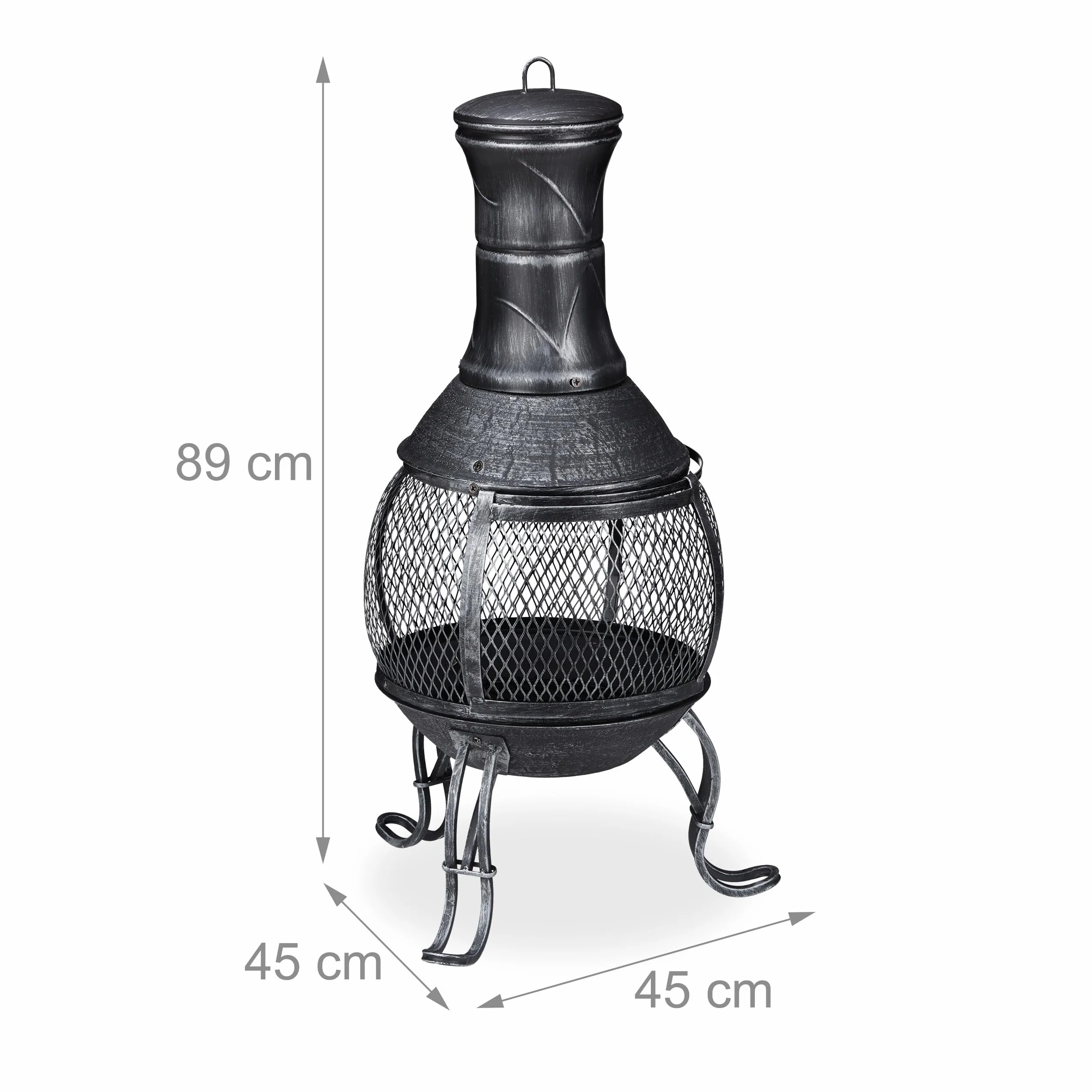 Relaxdays Forno Azteco Attizzatoio Graticola per Legna Griglia Parascintille Giardino Alto 89 cm Grigio