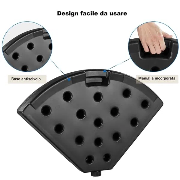 Yaheetech Base per Ombrellone Set 4 Pezzi Riempibile con Sabbia o Acqua 52L in HDPE per Esterno Giardino Veranda Nero