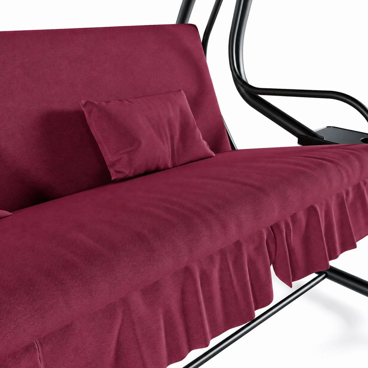 Dondolo 3 Posti Reclinabile Madeira Tettuccio Parasole Regolabile Cuscini Imbottiti Diventa Letto Struttura Robusta In Acciaio Verniciato Giardino Esterno Balcone Terrazzo 200 x 120 x 160 cm Bordeaux