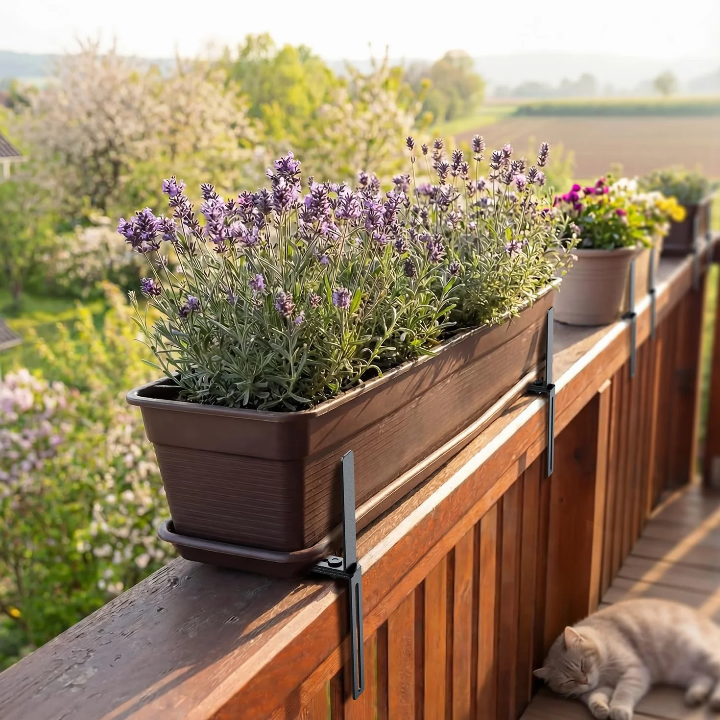 Set di 6 supporti per fioriere a forma di H, supporti per vasi da balcone senza fori Adatti per ringhiere da balcone da 1,5 a 32 cm e fioriere da 15 a 23 cm, supporto per fioriere per ringhiere