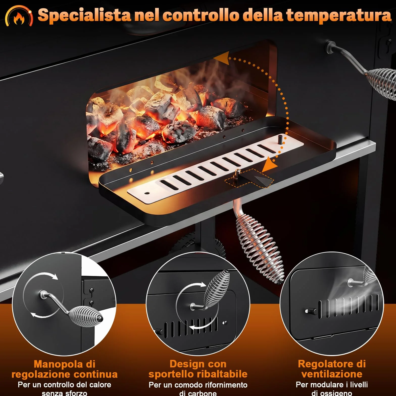 Devoko Barbecue Carbonella XXL, Grill a Carbone Portatile 71x43 cm con Termometro e Guanti