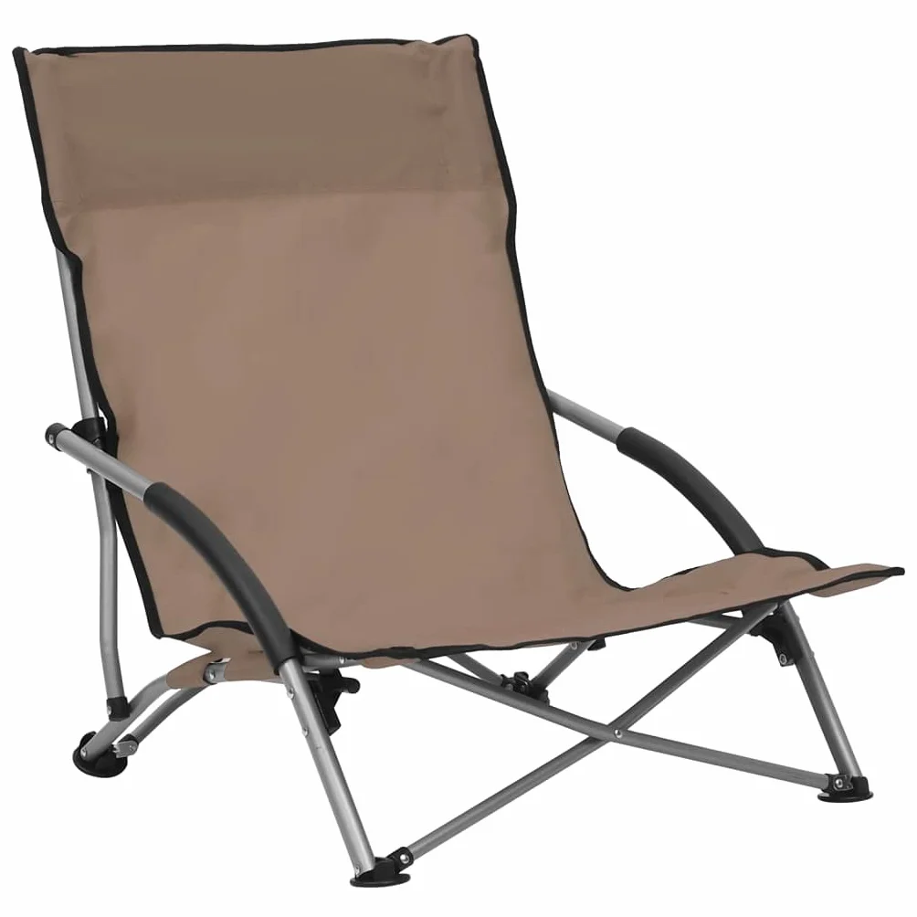 vidaXL Sedie da Spiaggia Pieghevoli 2 pz in Tessuto Grigio Talpa