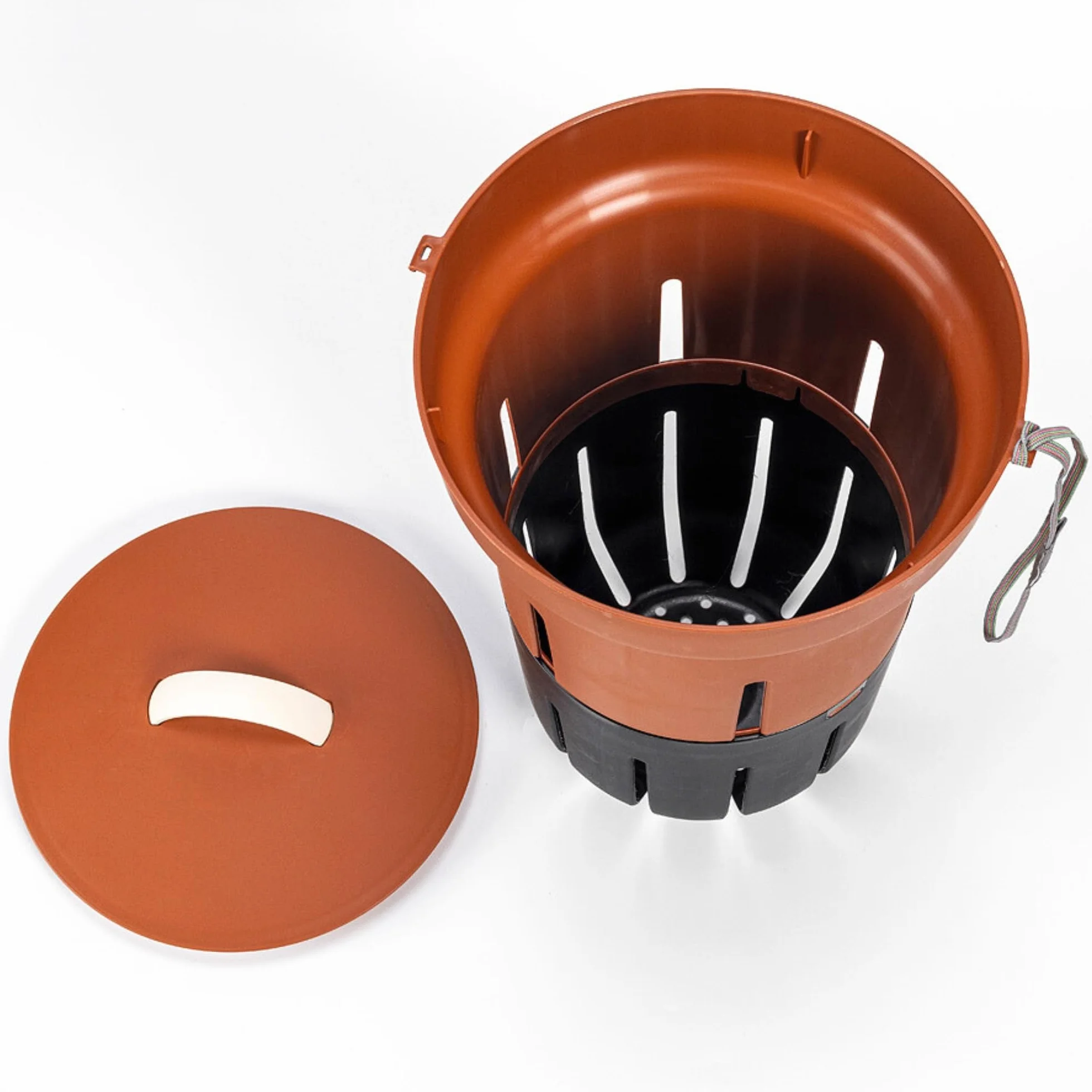 Lombricompostiera 12 L Composter per Letti Rialzati, Secchio da Esterno con Coperchio, Plastica Riciclata Terracotta