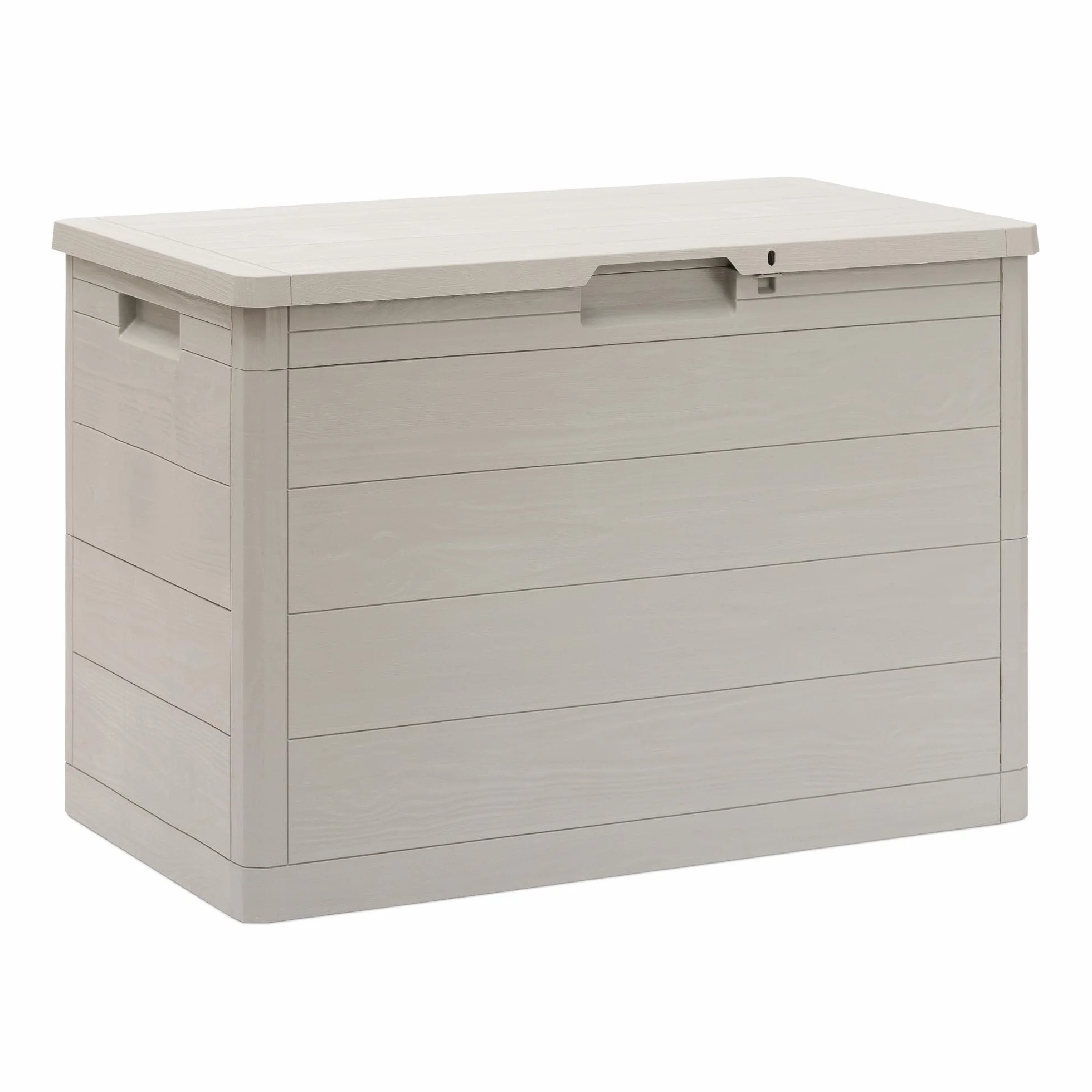 Toomax Multibox Woody's 160L portattrezzi 77,5x44,5x52,7h effetto legno grigio tortora plastica resistente UV foro lucchetto esterni