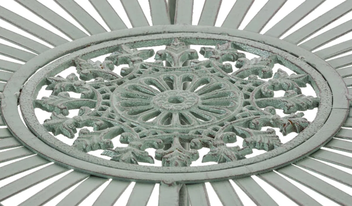 Tavolino in Ferro Giardino Tondo Outdoor Stile Rustico Salotto Design Antico-Verde
