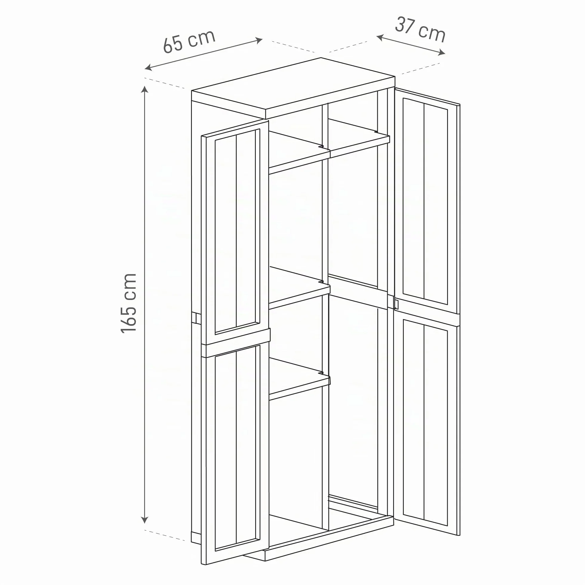 Toomax Armadio Trend Midi Portascope nero/grigio basalto con 4 ripiani regolabili, 65x37x165h cm in plastica riciclata, portattrezzi resistente ideale per garage e spazi esterni