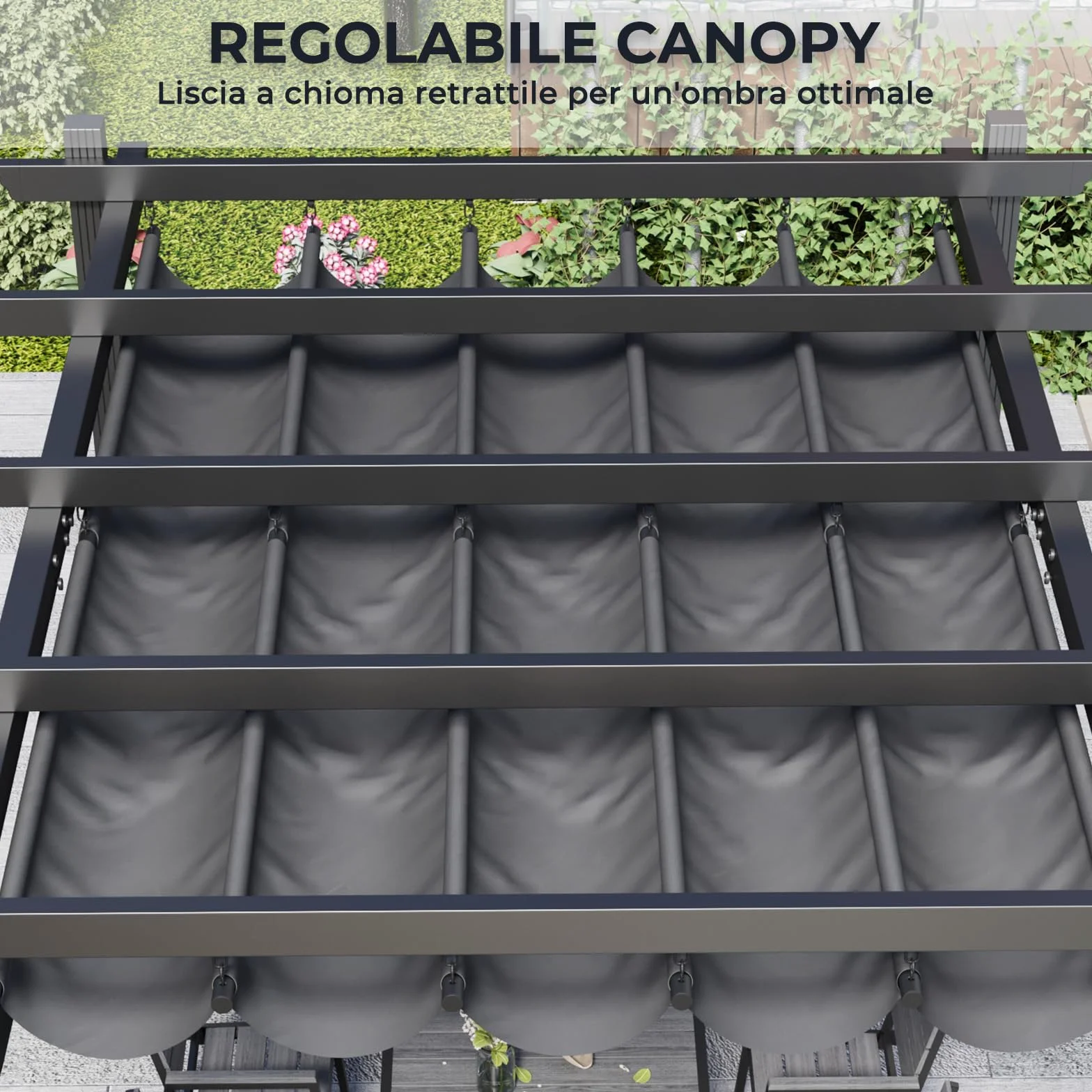 Devoko Gazebo Pergola 3x4, Pergolato Bioclimatico UV50+, Giardino Terrazzo, Nero