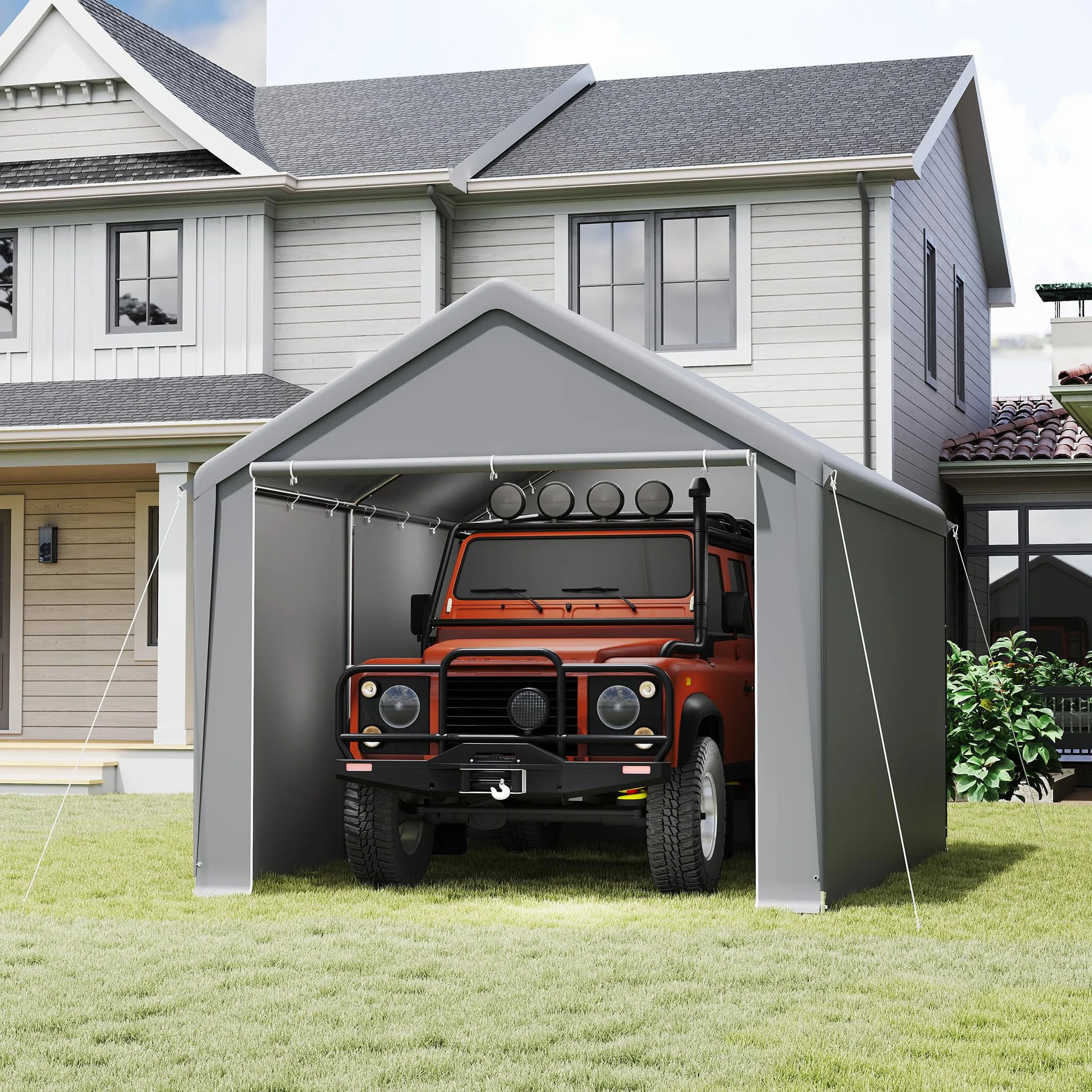 UISEBRT Garage per tende da 3 x 4 m tettoia tenda da campeggio telone PE telaio acciaio resistente