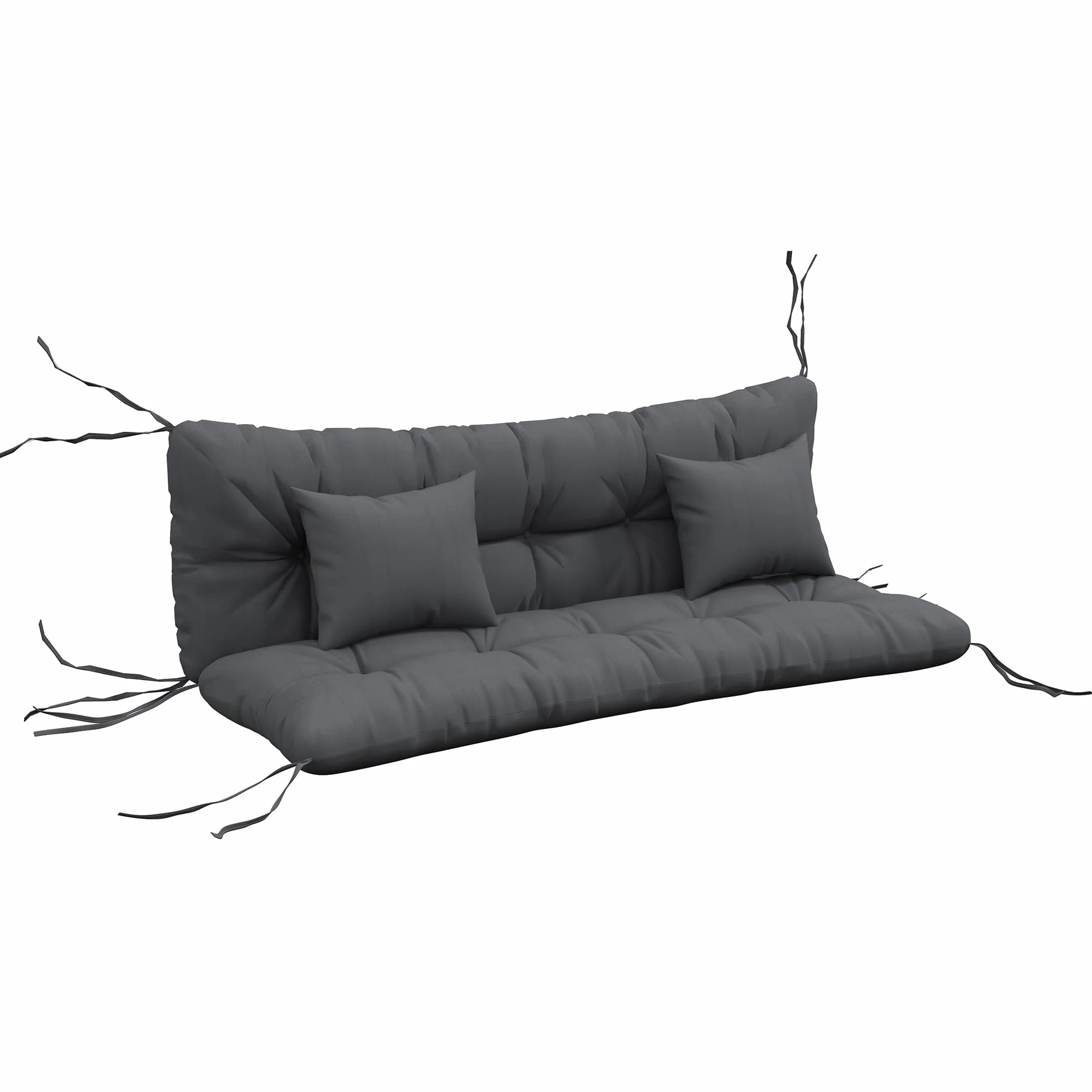 Outsunny Cuscini da Giardino Set 4 Pezzi per Schienale e Seduta con Imbottitura Spessa, Cuscini da Esterno in Poliestere, Senza Altalena, Grigio Carbone