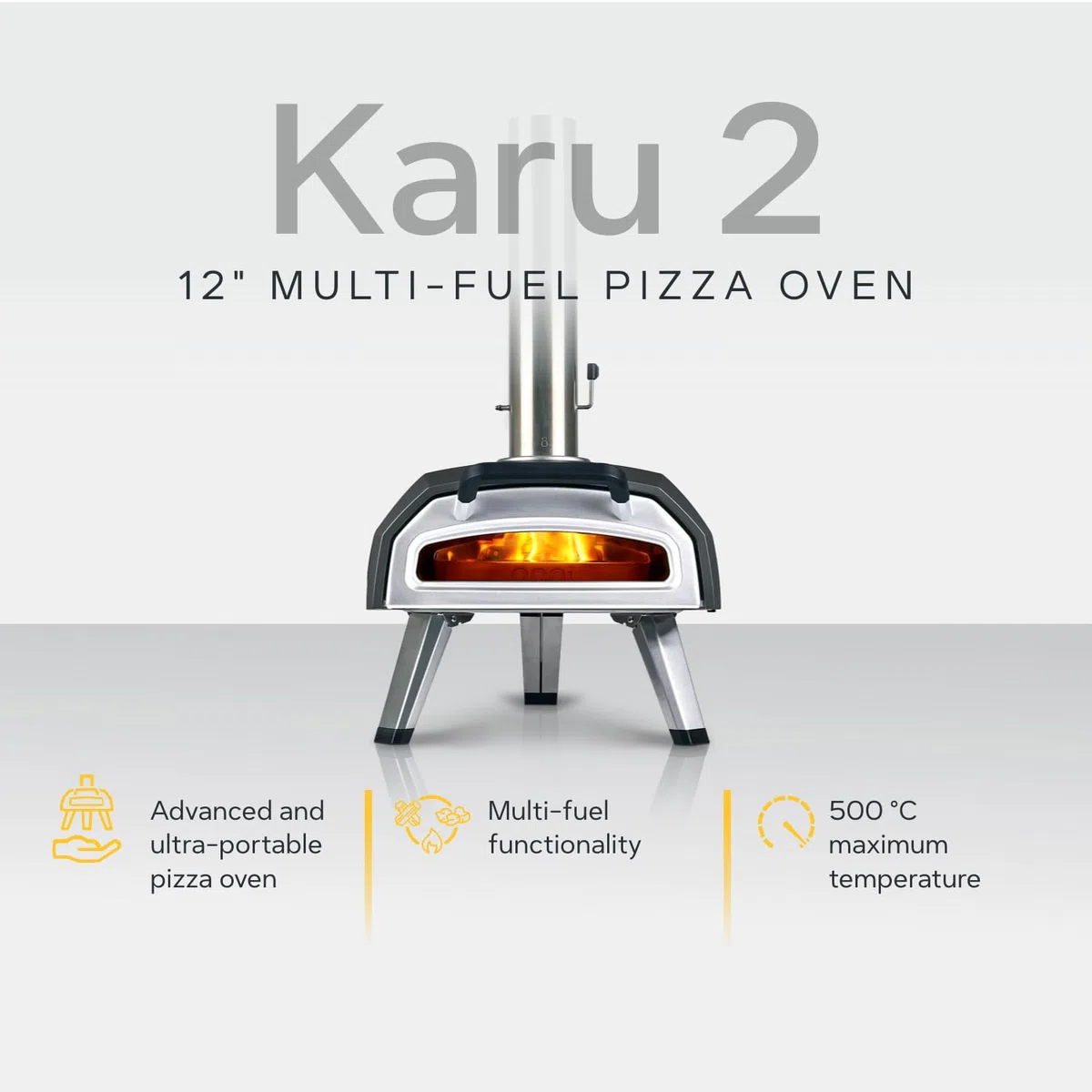 Ooni Karu 2 Forno Pizza Multicombustibile a Legna e Carbone 500°C Termometro Integrato