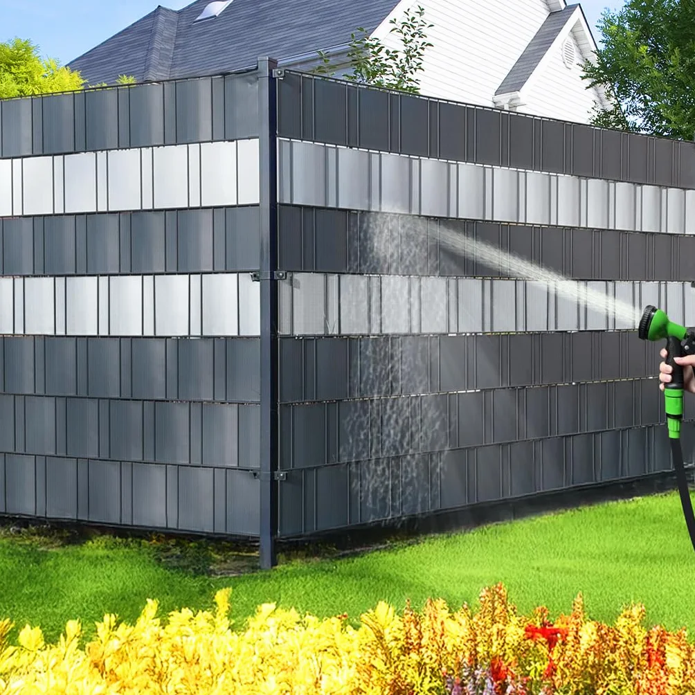 VOUNOT® Telo Frangivista in PVC per Recinzione Giardino, 19cm x 70m, 450 g/m², Strisce per Protezione della Privacy, Rotolo Frangivista con Clips di Fissaggio, Grigio Chiaro