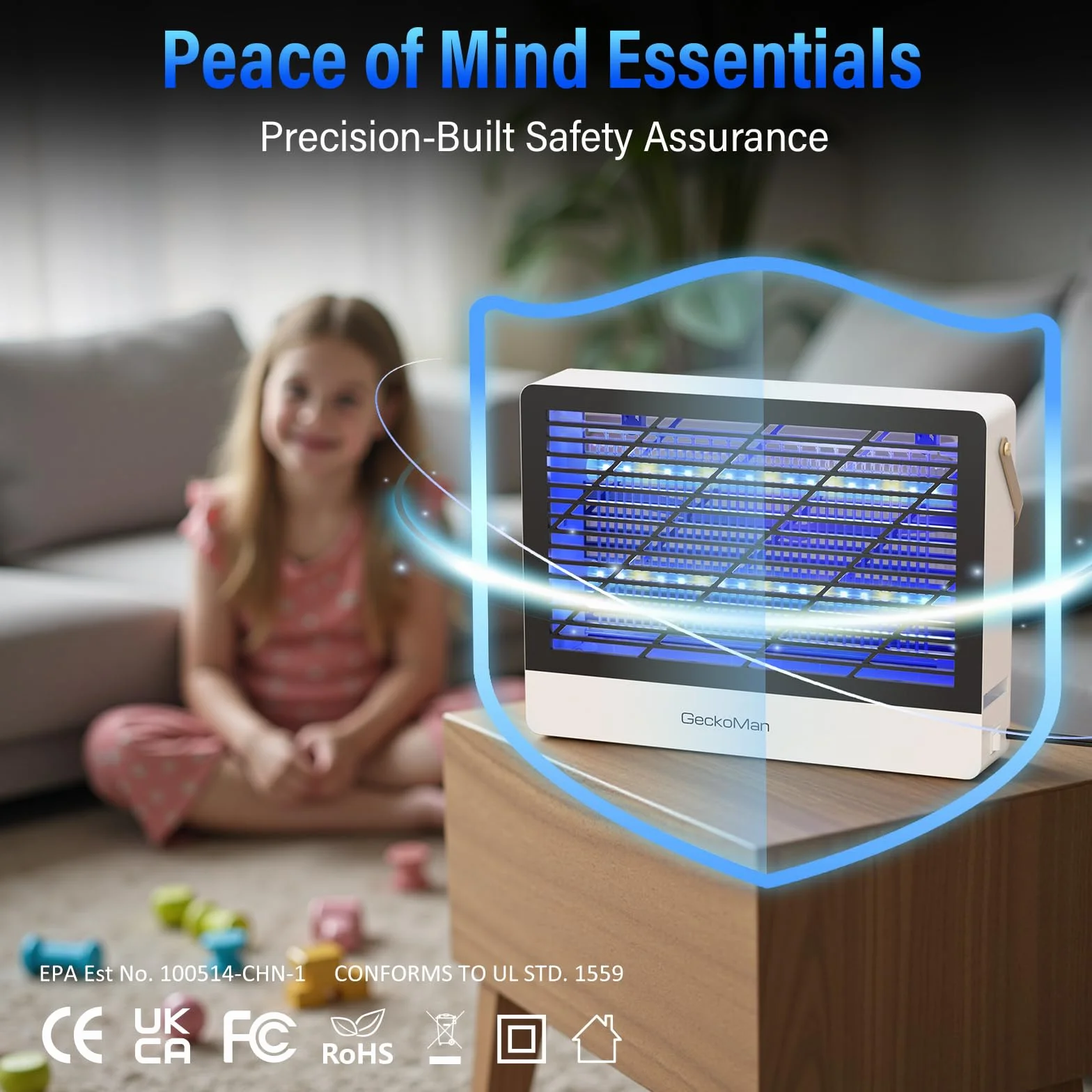 GeckoMan LED Lampada Antizanzare Zanzariera Elettrica Ammazza Acchiappa Zanzare Mosche Elettrico Interno, Tubo Ibrido Risparmio Attrazione Max • 10 Anni Vita, Alta Tensione Istantanea