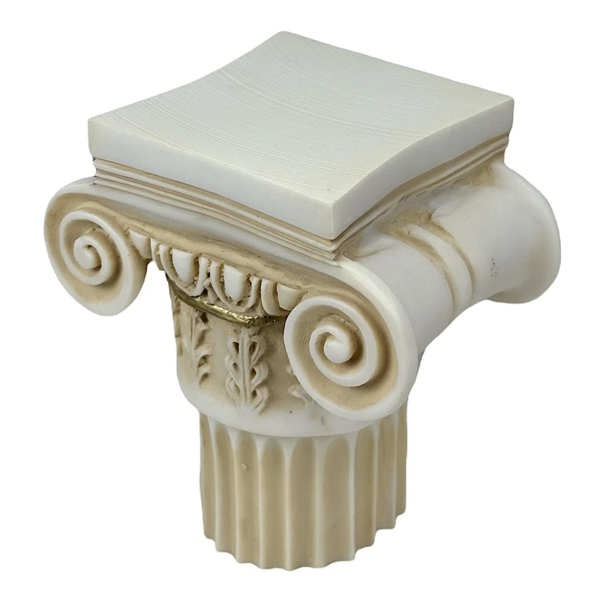 Piedistallo a colonna ionica – Scultura in marmo greco fuso a mano con accenti dorati