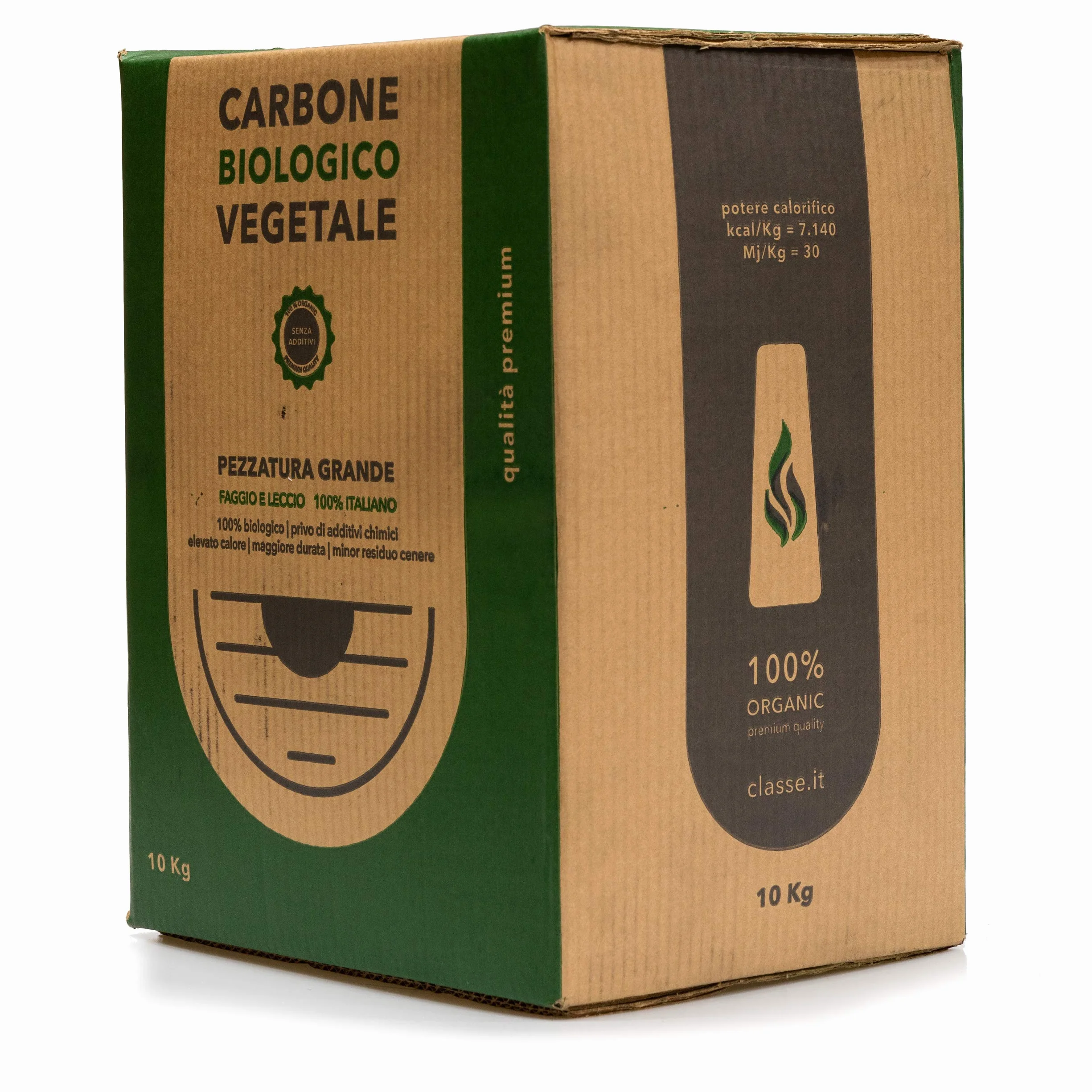 Classe Italy Scatola 10Kg Biologico Vegetale di Legna di Faggio e Leccio Italiano 10 kg | Carbonella/Carbone, Grill, Grigliata InstaGrill o Barbecue da Tavolo Senza Fumo, Nero