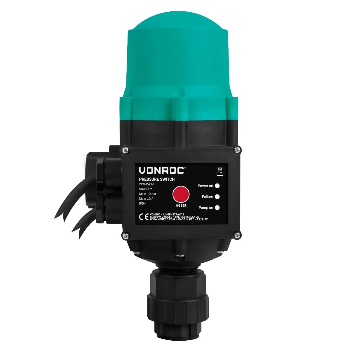 VONROC Pompa Acqua Idrofora Automatica 800W 3300 l/h 4 bar Autoadescante Pressostato Protezione Secco IPX4