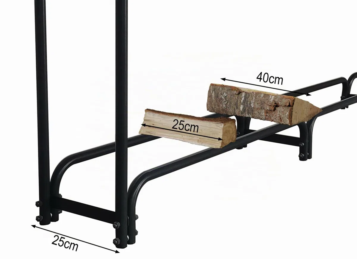 Scaffale in metallo per legna da ardere 272 x 25 x 95 cm con custodia protettiva 1,0 m³