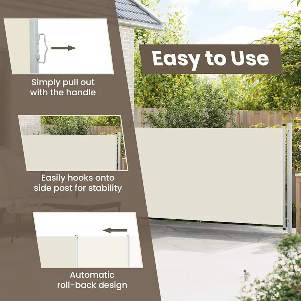 vidaXL Tenda Laterale Retrattile per Patio 140x600 cm Crema