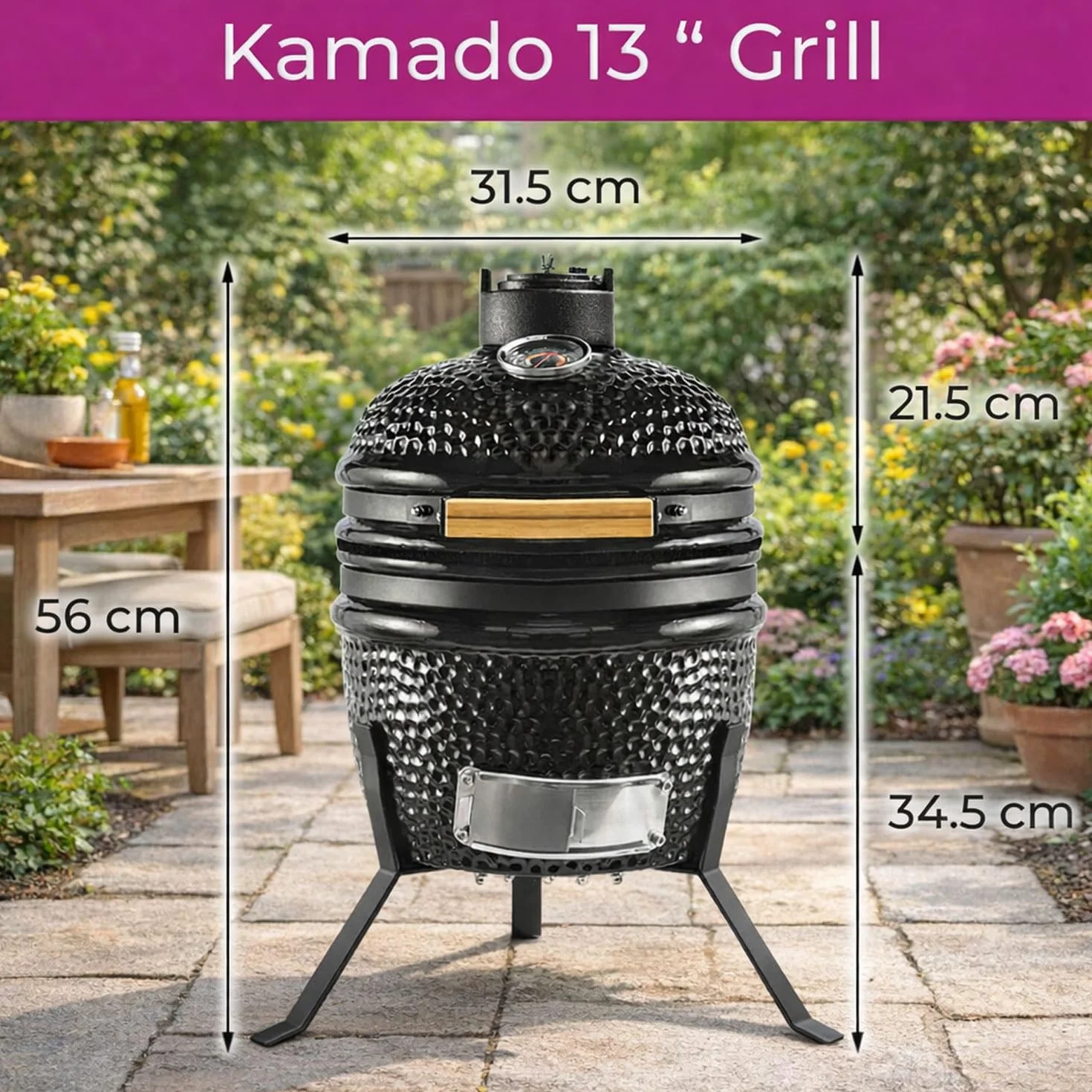 Neo Kamado Mini barbecue in ceramica 33 cm affumicatore forno portatile supporto