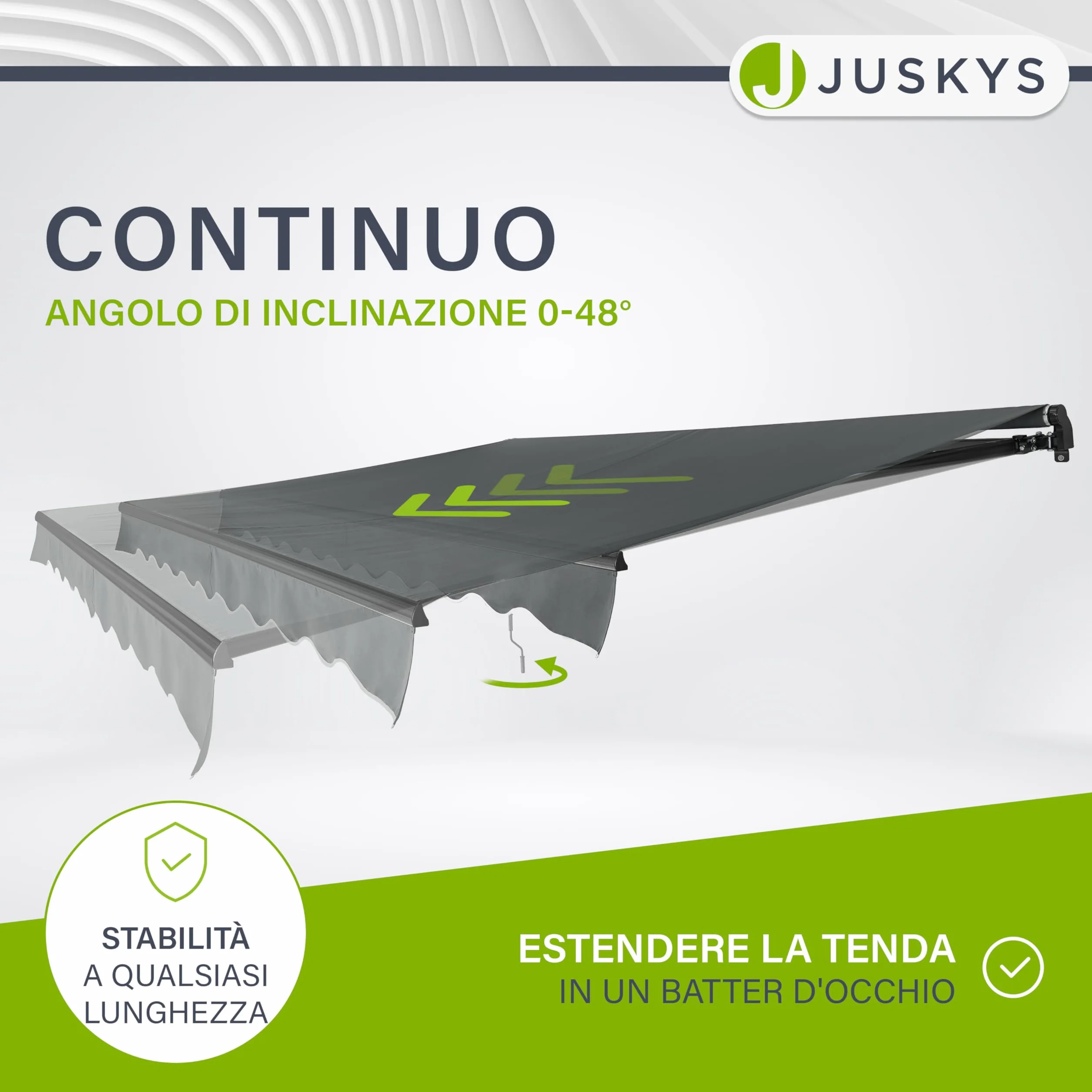 Juskys Tenda a Bracci Estensibili 400x300 cm UV40+ Impermeabile con Manovella Regolabile Grigio