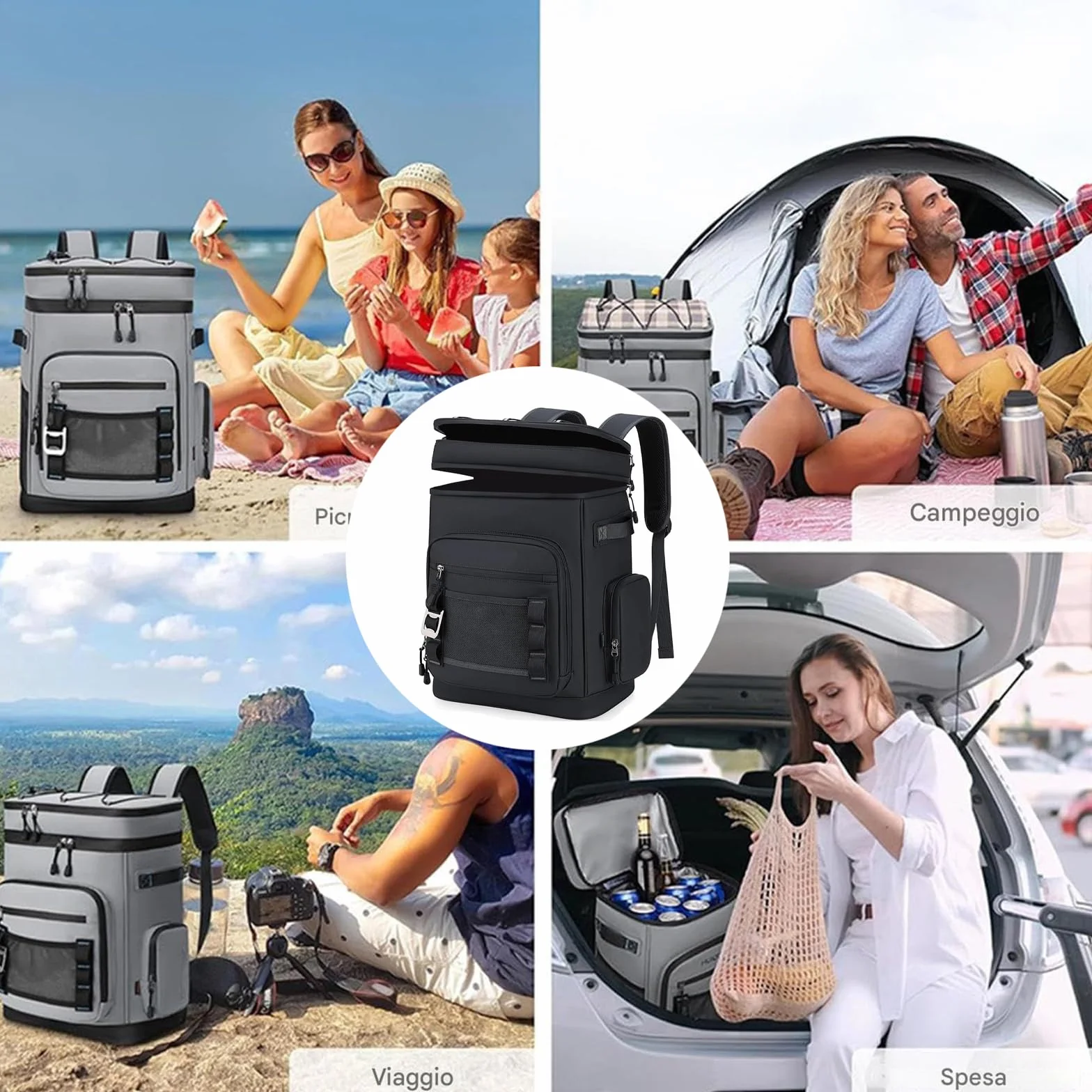 Borsa Frigo Zaino 30 Litri Termico per Uomo Picnic Lavoro Escursionismo