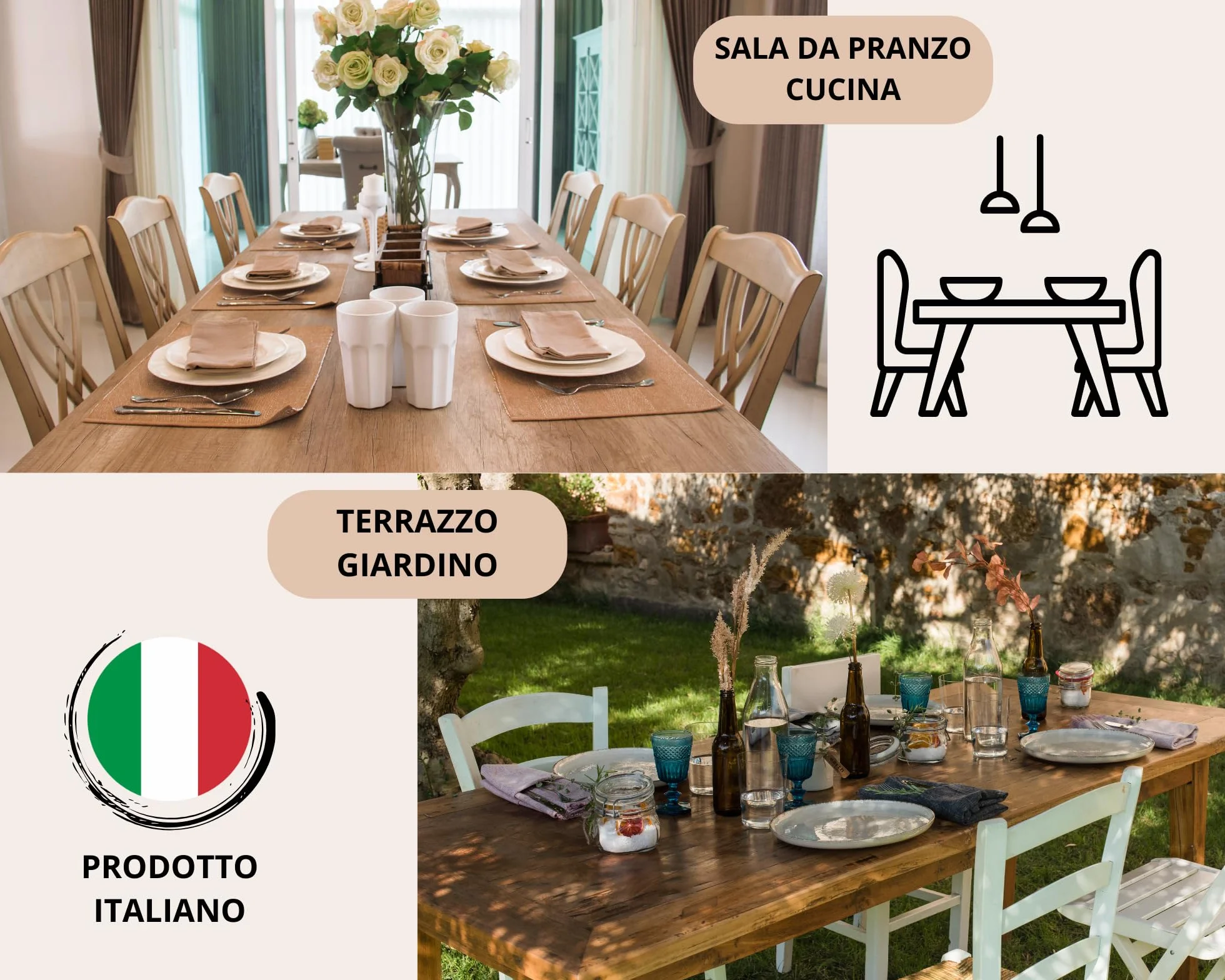 Tata Home Set 6 Cuscini Sedia con Schienale Cucina Cuscino con Lacci Fascia Elastica da Giardino Esterno Cuscino Imbottito per Sdraio Prendisole Cuscino Poltrona Sdraio Relax Misura 40x80 cm Panna