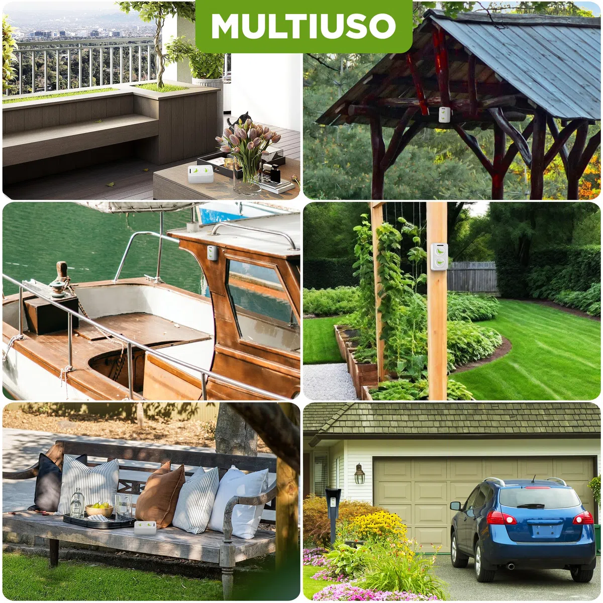ISOTRONIC dissuasore uccelli ultrasuoni piccioni passeri gabbiani corvi batteria balconi tetti giardini raggio 50m² 2 unità efficace esterno protezione difesa stop volatili ecologico mobile casa
