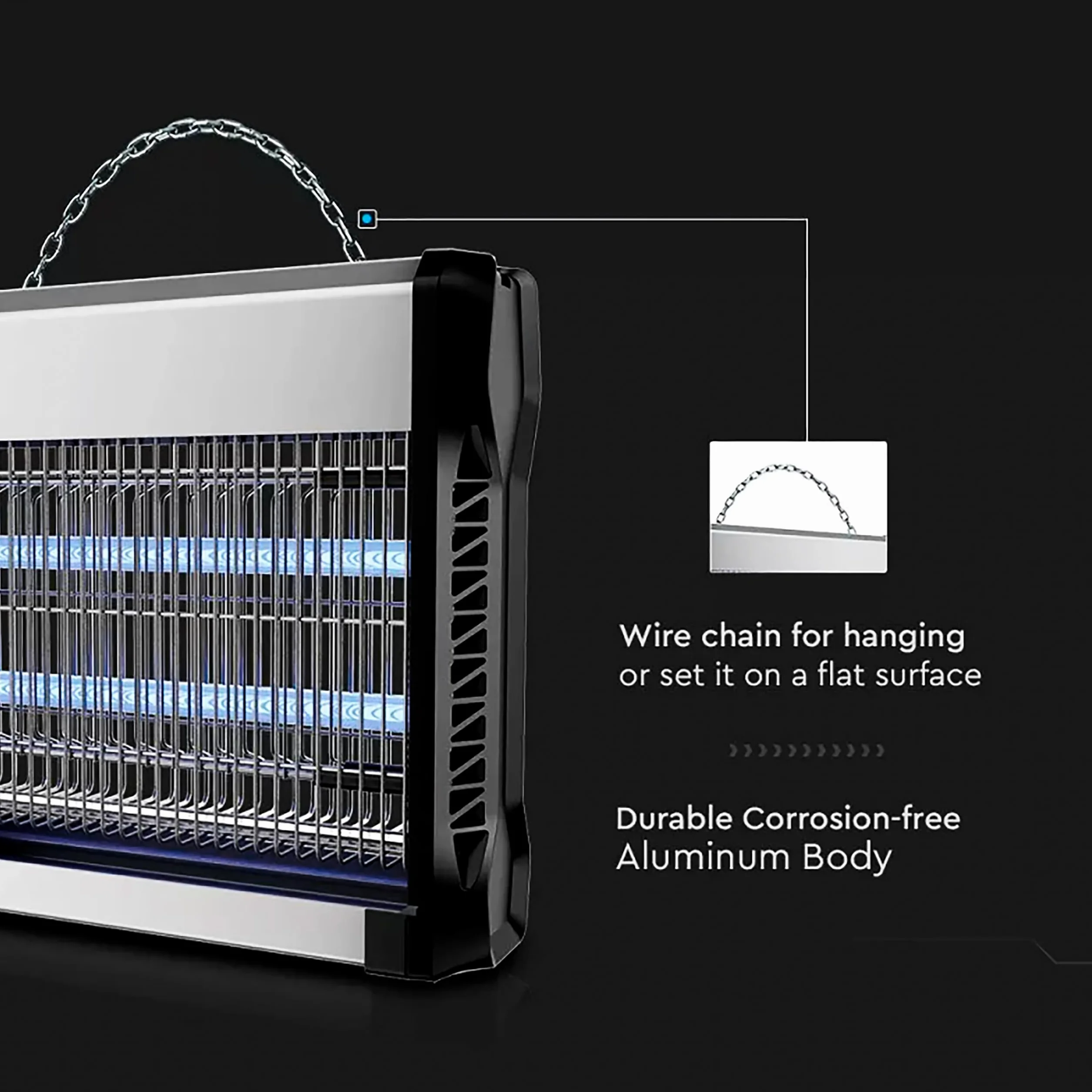 V-TAC Zanzariera Elettrica Potente - 30W con Area di Azione 100 m² - Design Sottile - Zanzariera con Luce Blu UV per Uso Interno ed Esterno - Trappola Elettrica contro Zanzare e Insetti - Potenza 30W