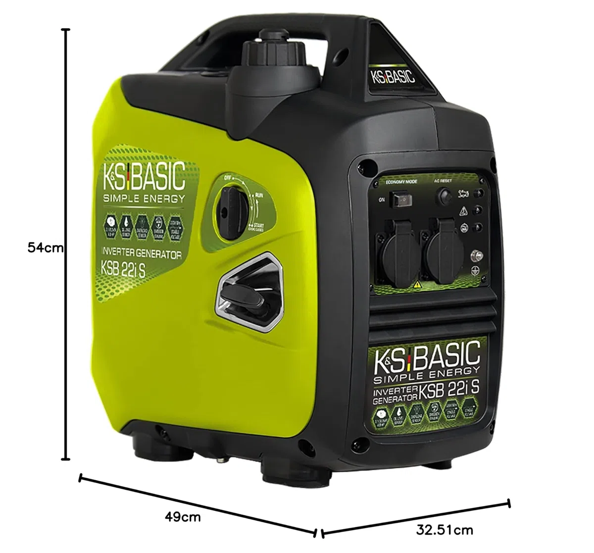 K&S BASIC KSB 22i S Generatore inverter 2000 W 4 Tempi Portatile Benzina Silenzioso per Campeggio Camper Pesca Caravan con Modalità Eco, 2x230 V Prese, Rame, Compatto Silenzioso Leggero