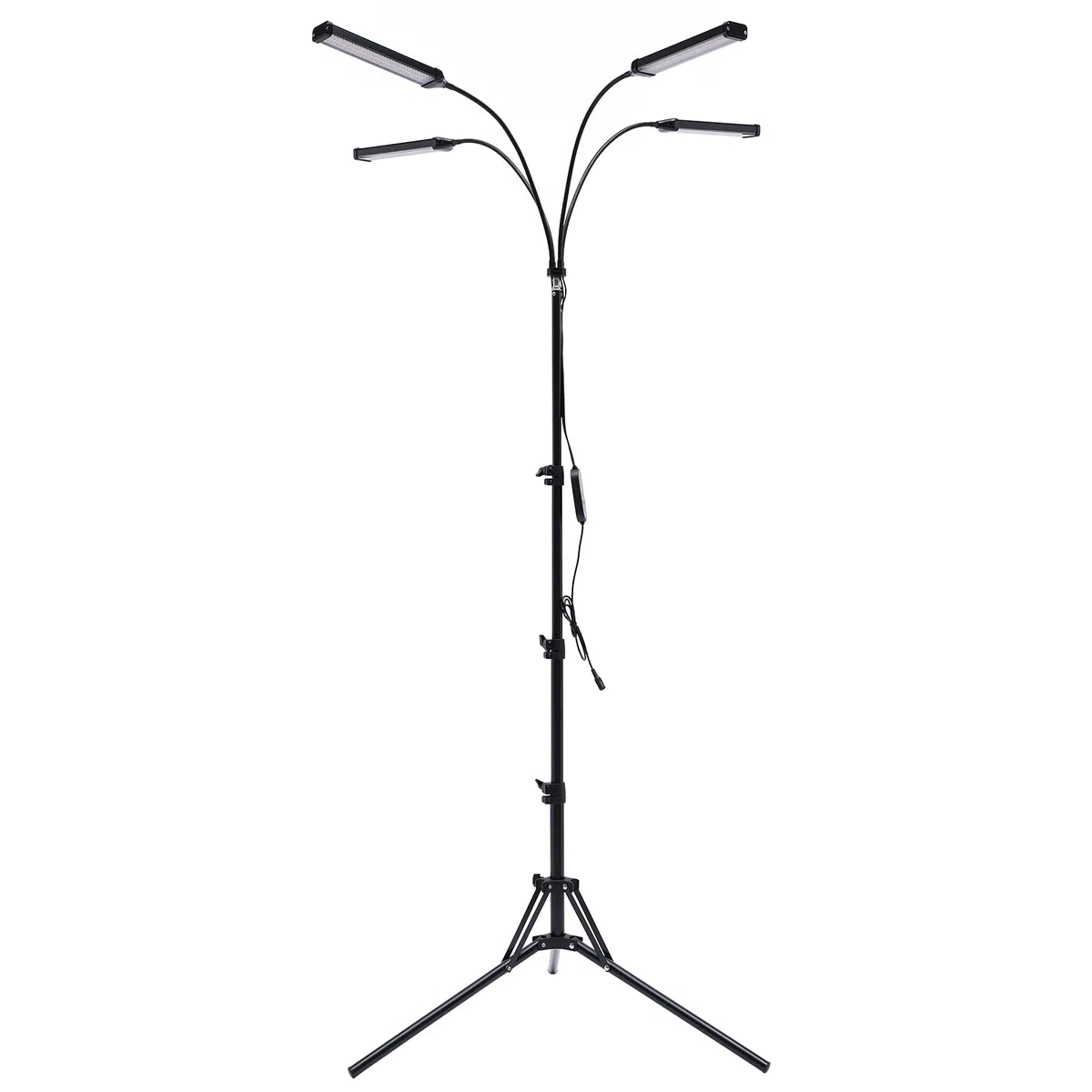 Lampada a 4 teste per piante da interno, luce solare, con clip, per piante e piante