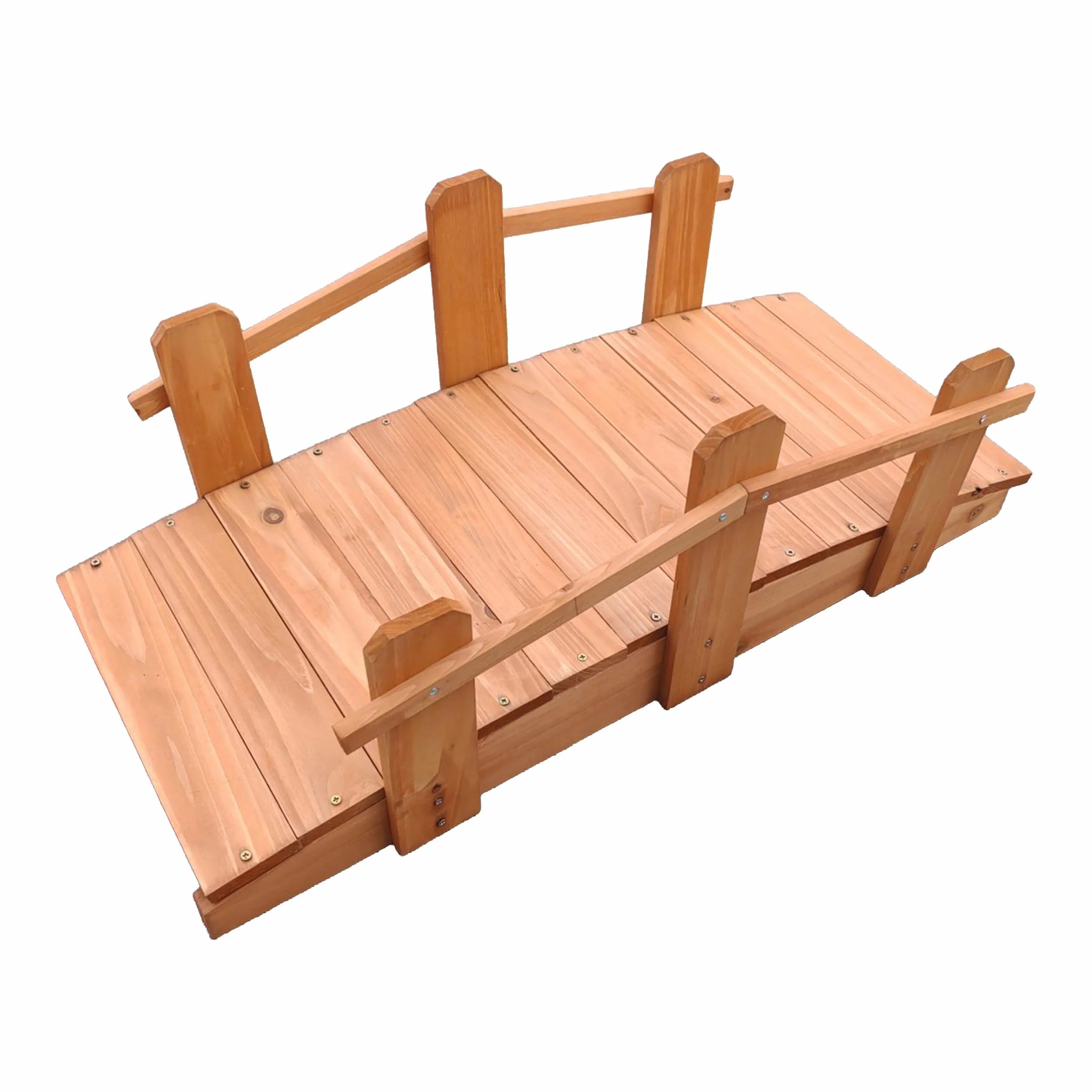 Relaxdays Ponte Giardino in Abete per Stagno/ruscello HxLxP:25x32x70 cm, Max 100 kg, lasurato Arancione