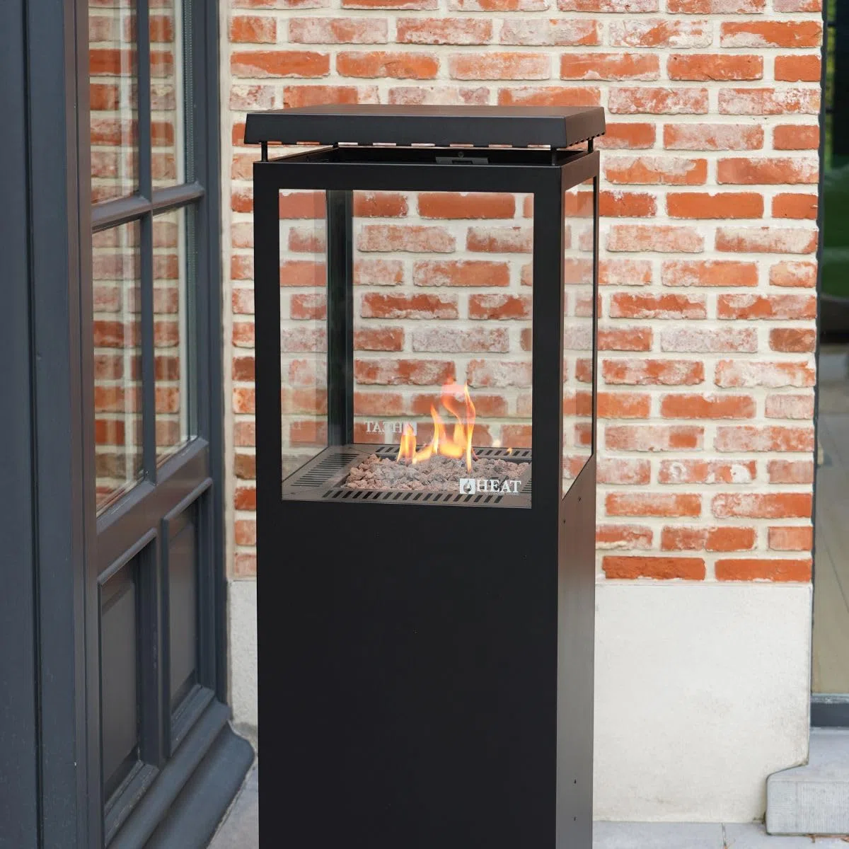 Utevarme Camino a gas per terrazza 6,5 kW 40 x 28 x 132 cm Acciaio stufa a gas nero