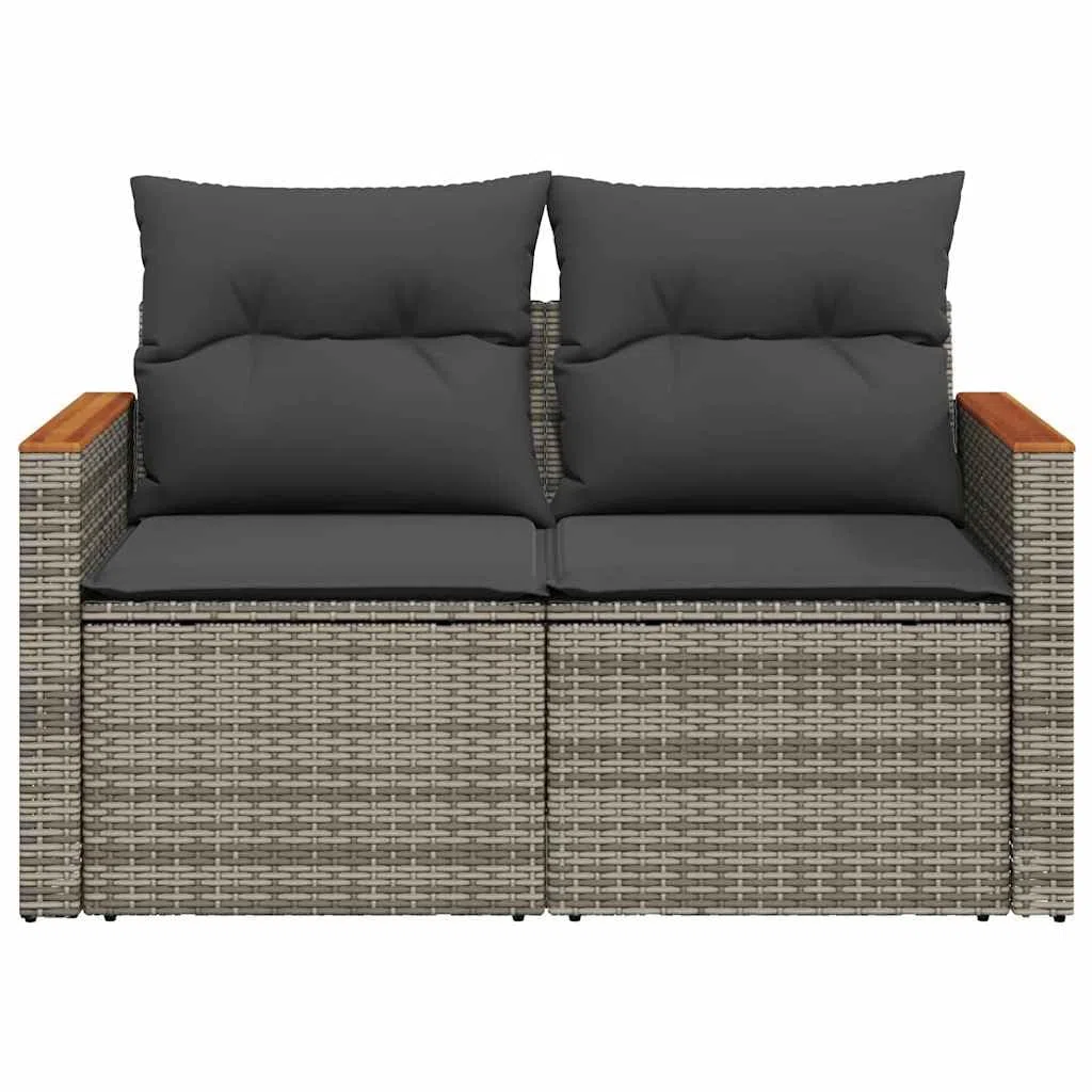 vidaXL Divano da Giardino con Cuscini 2 Posti Grigio in Polyrattan