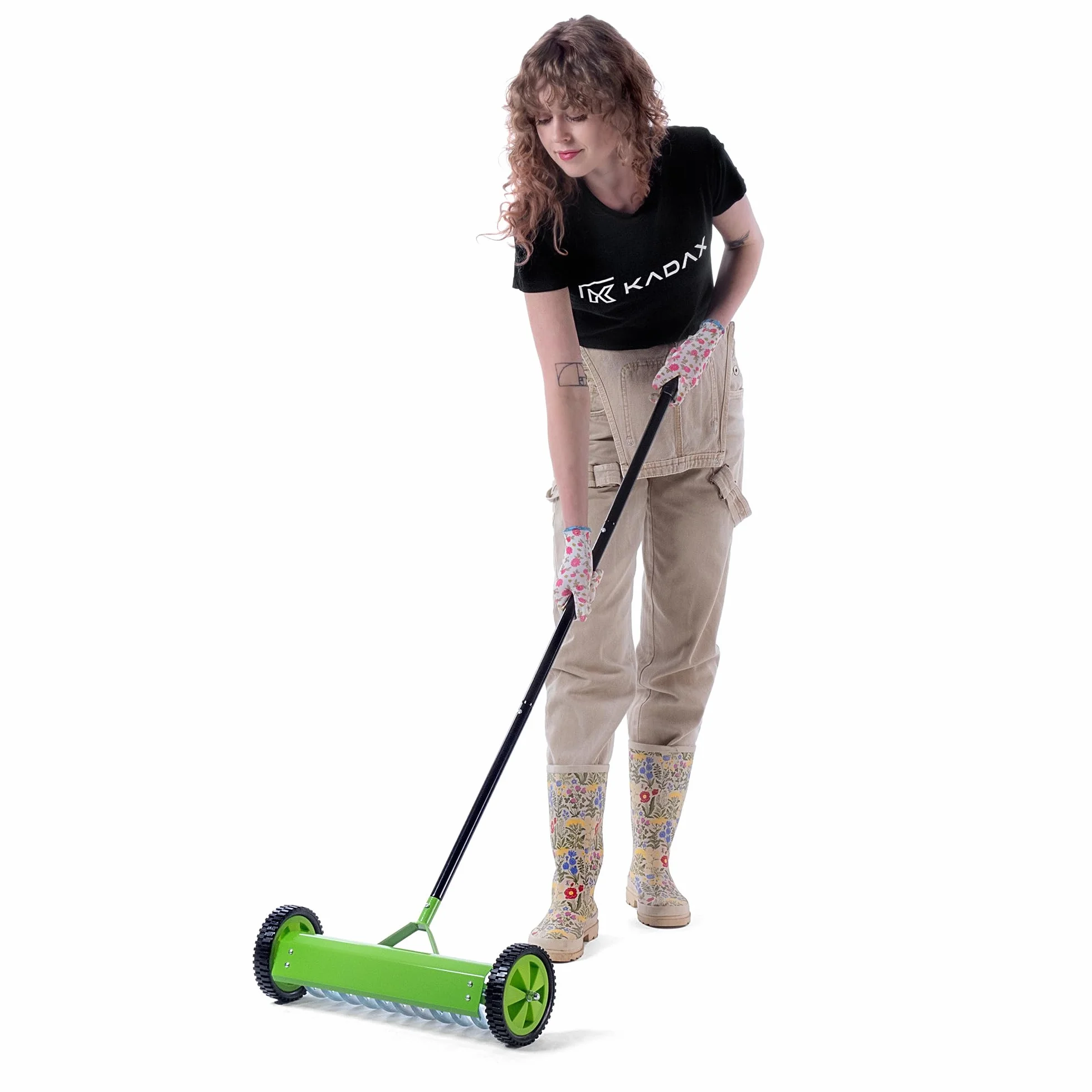 KADAX Scarificatore manuale da prato con ruote rastrello in metallo aeratore coltivatore