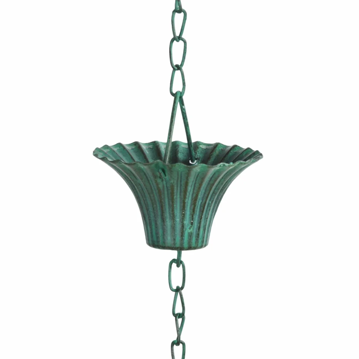 Esschert Design Catena per acqua piovana in truciolato verde, in ferro, 7,9 x 7,9 x 254,0 cm