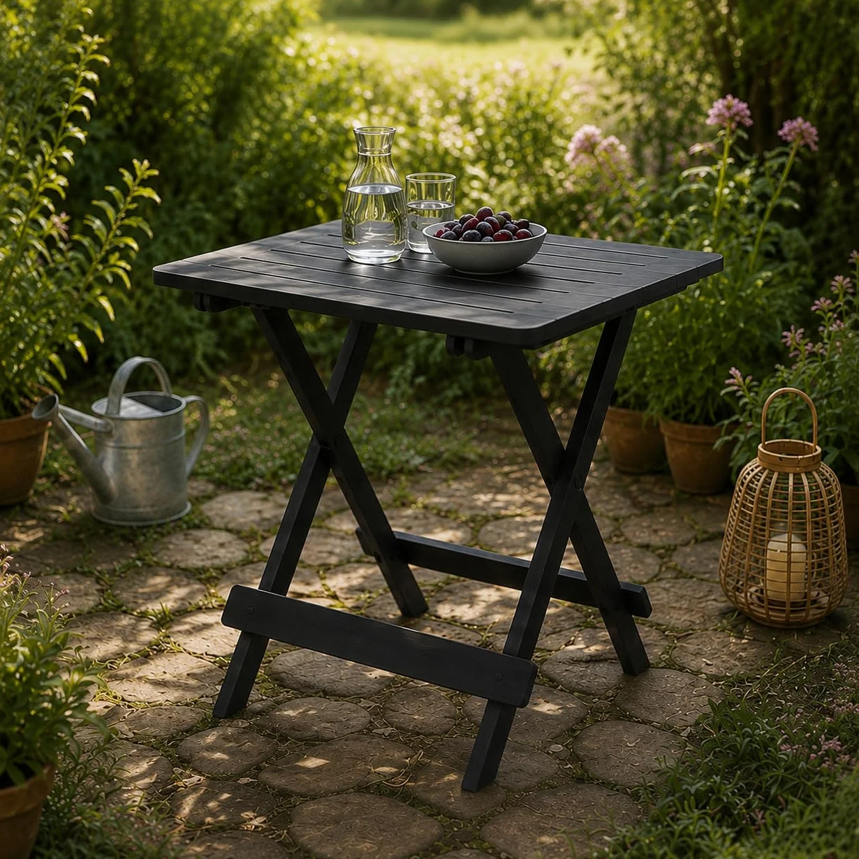 Tavolo da Giardino in Plastica Pieghevole Antracite 80x72xh70 cm Maury