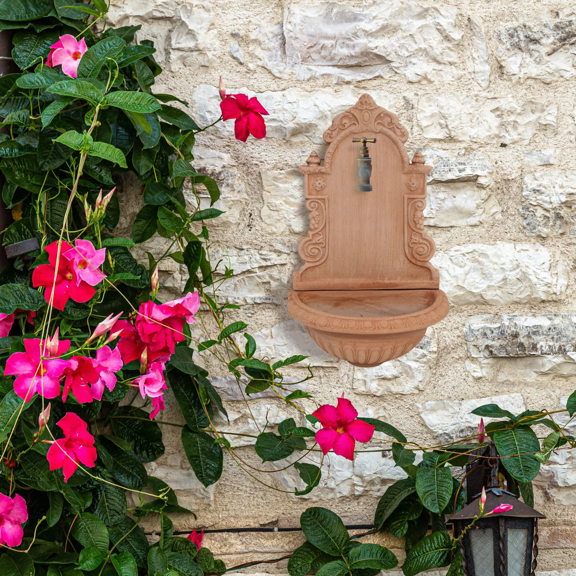 Biscottini Fontana da giardino esterno L40xPR24xH64 - Fontana da Giardino in Terracotta - Fontanella da giardino - Fontane da Giardino