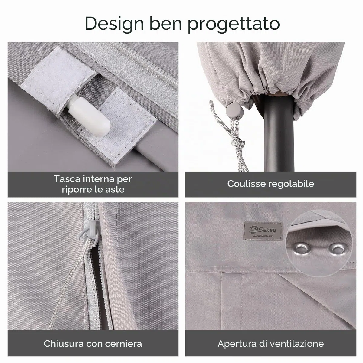 Sekey Ombrellone Copertura Grigio chiaro