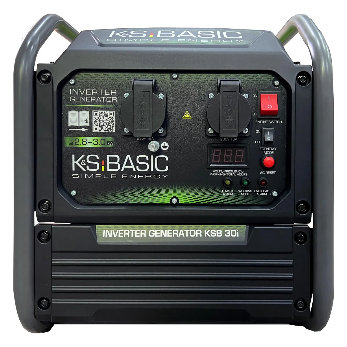 K&S Basic 30i Generatore inverter, 2800 W, potenza nominale 3000 W massima, generatore di emergenza a benzina, onda sinusoidale pura, modalità ecologica, generatore di corrente per casa, campeggio e