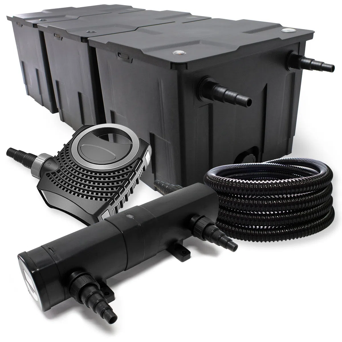 Set filtrante per laghetto Filtro bio 90000l UVC 24W Pompa 80W Tubo 25m