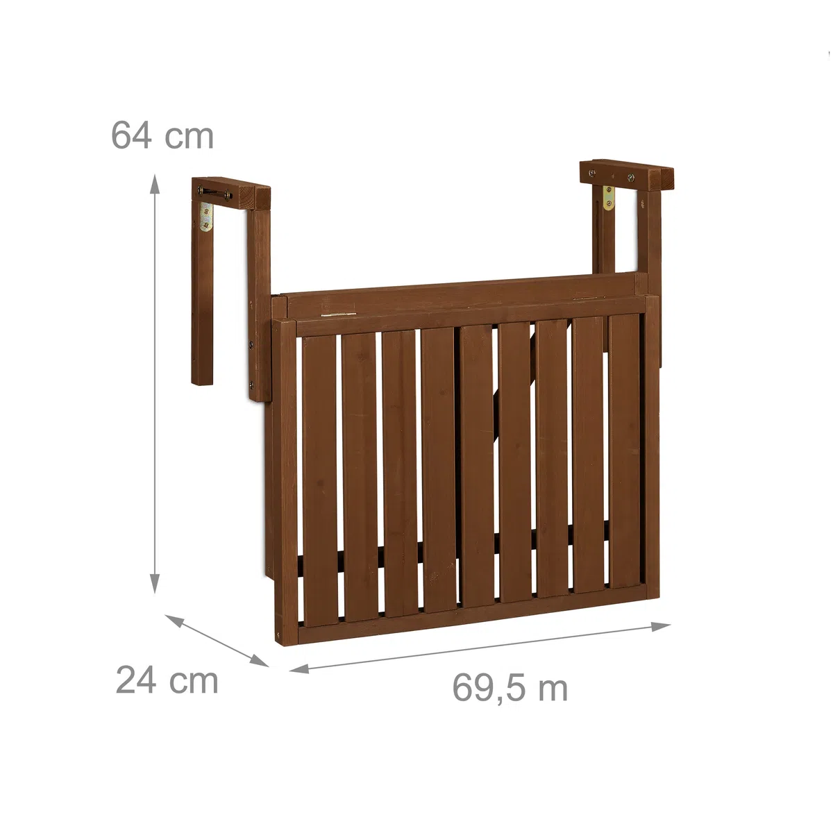Relaxdays Tavolino Pieghevole da Balcone Regolabile in Altezza HxL 60x45 cm Marrone Scuro