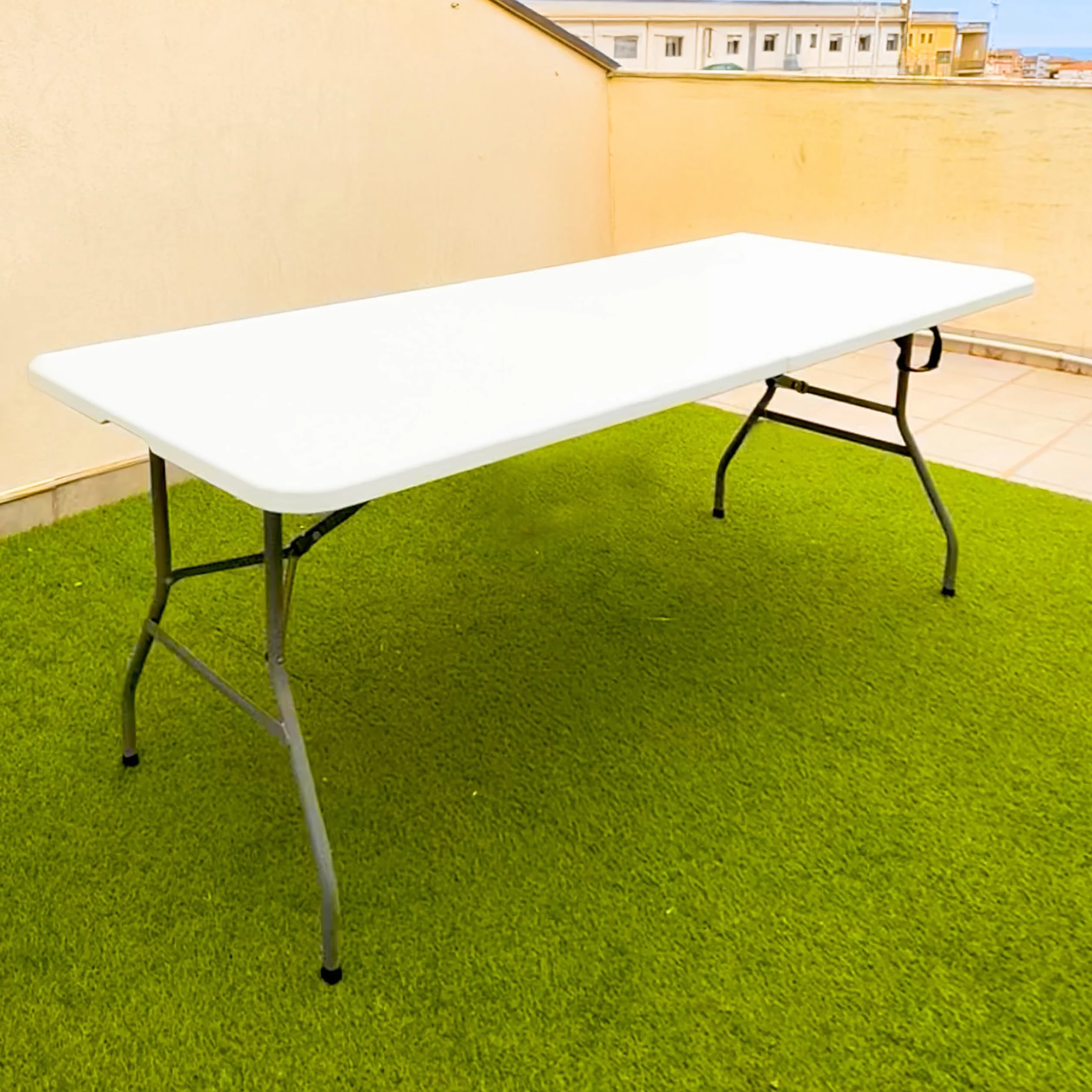 Tavolo Picnic Pieghevole 180x70x74 cm Bianco – Tavolo da Esterno e Giardino