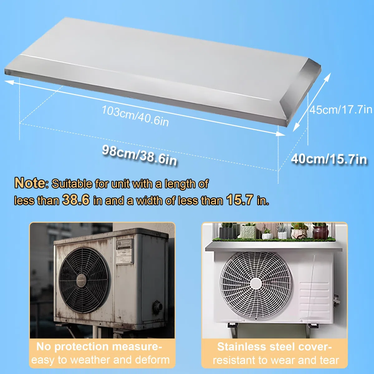 Copertura per aria condizionata esterna mini split in acciaio inox protezione per compressore e condensatore
