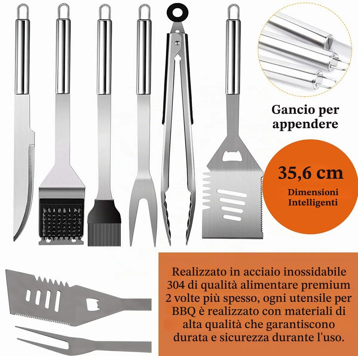 MUJUZE Set Barbecue Uomo Regalo, Kit Barbecue Accessori BBQ Professionale in Acciaio Inox,BBQ Set Accessori,Utensili barbecue per All'aperto Campeggio