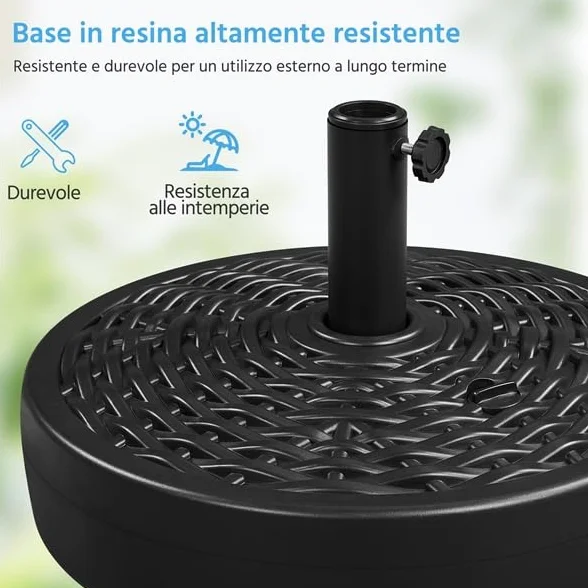 Yaheetech Base per Ombrellone da Giardino Riempibile 22L Ø38mm Ø48mm Nero